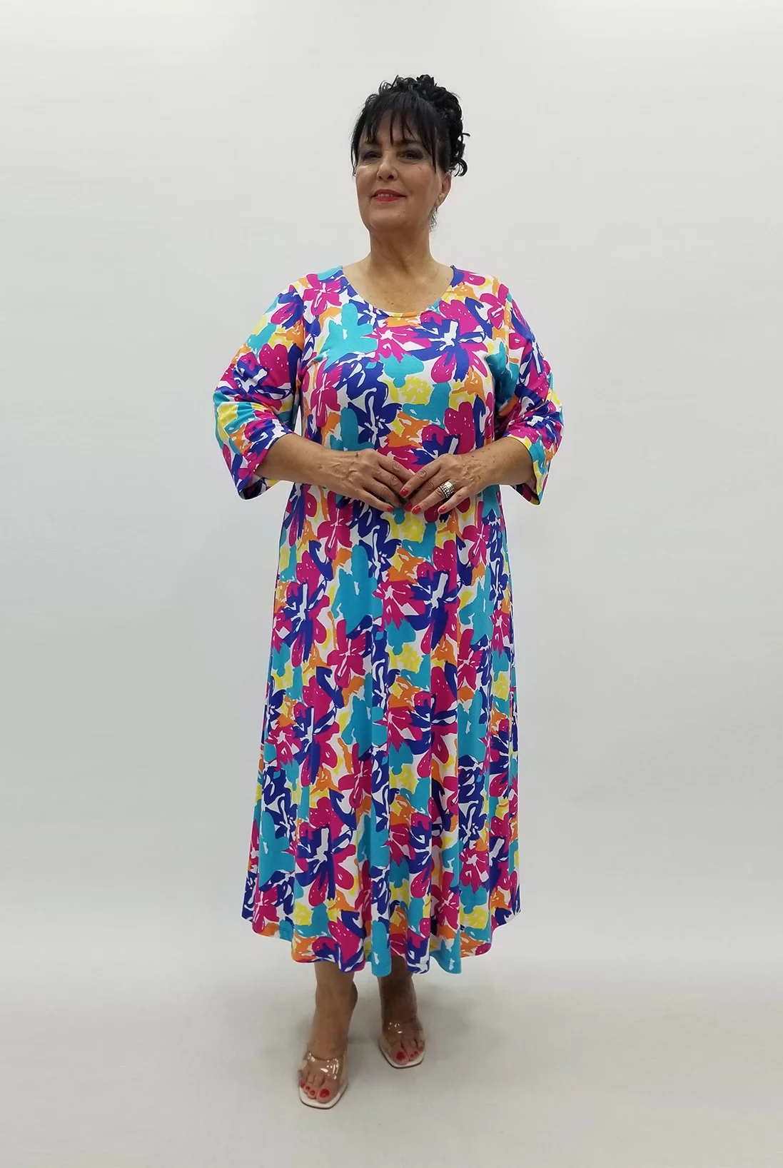 Miraggio Büyük Beden Elbise 99884 SAKS/FUŞYA