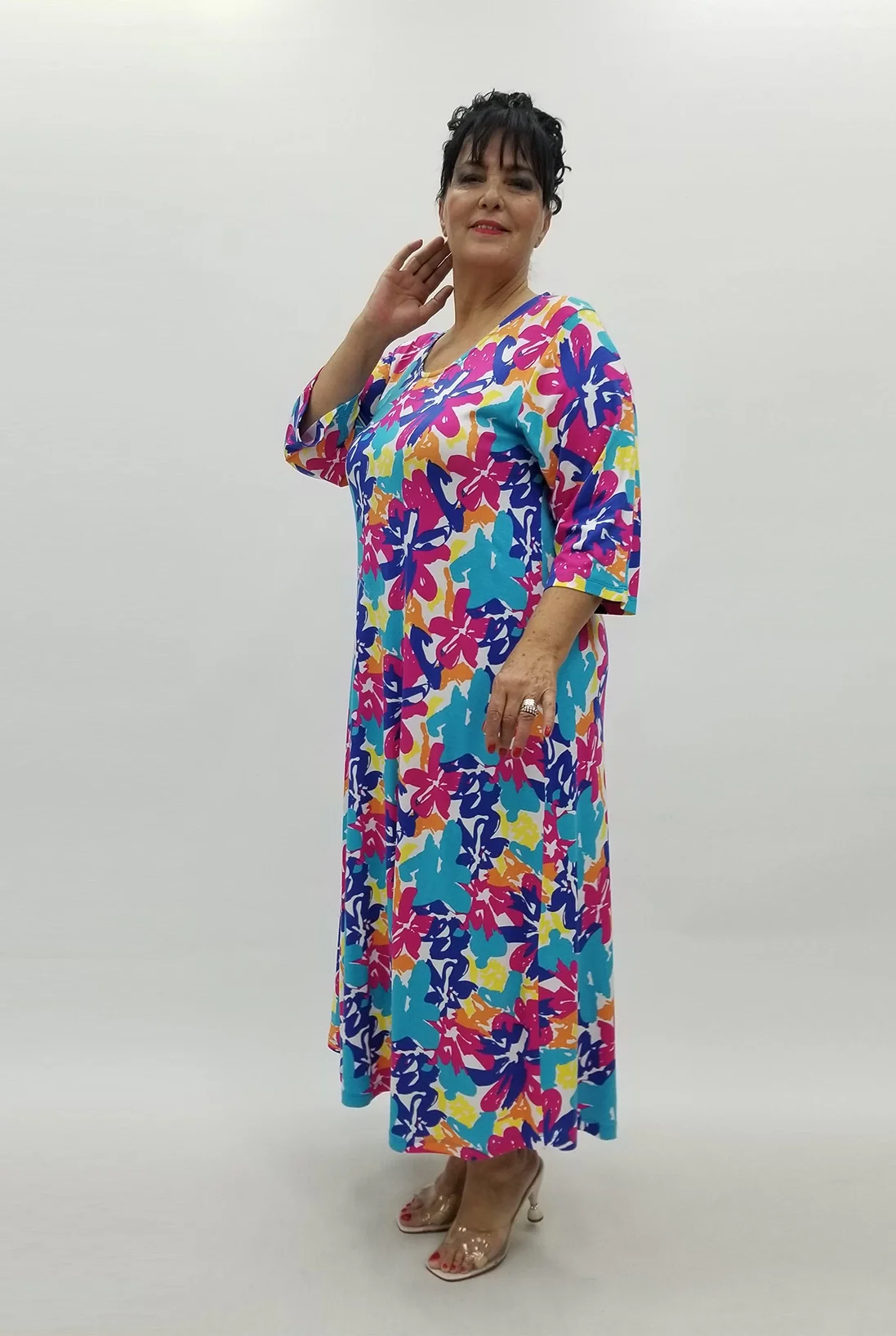 Miraggio Büyük Beden Elbise 99884 SAKS/FUŞYA