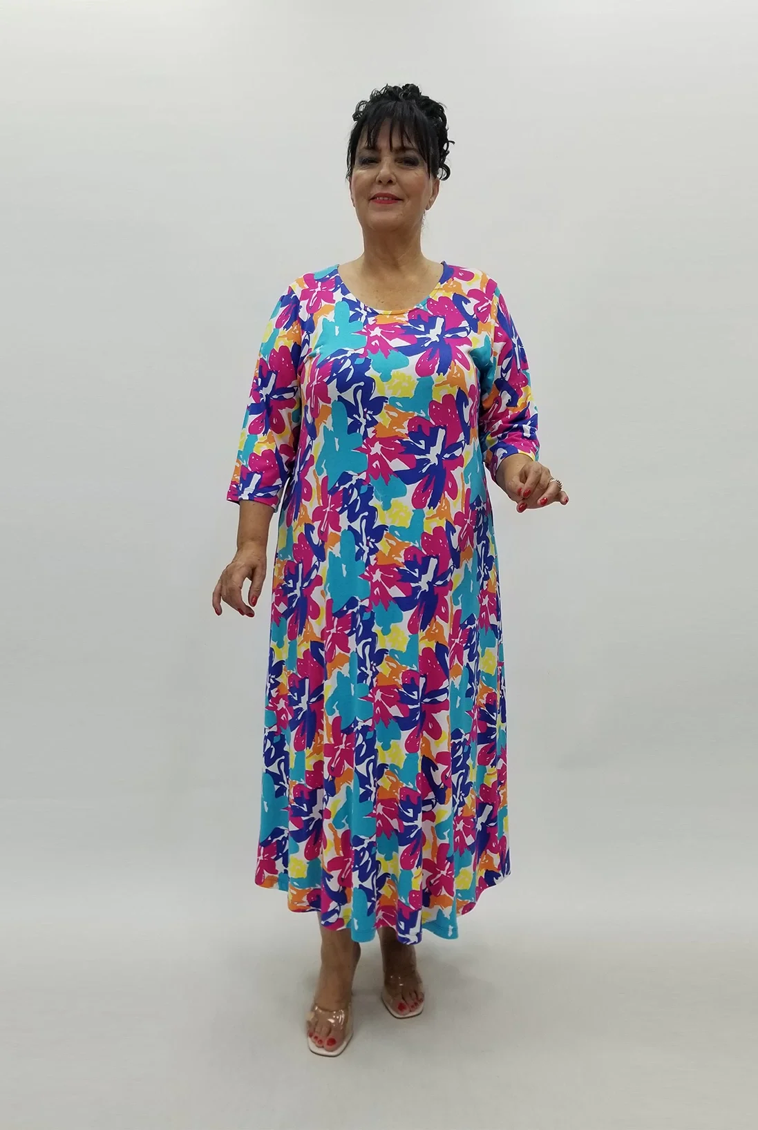 Miraggio Büyük Beden Elbise 99884 SAKS/FUŞYA