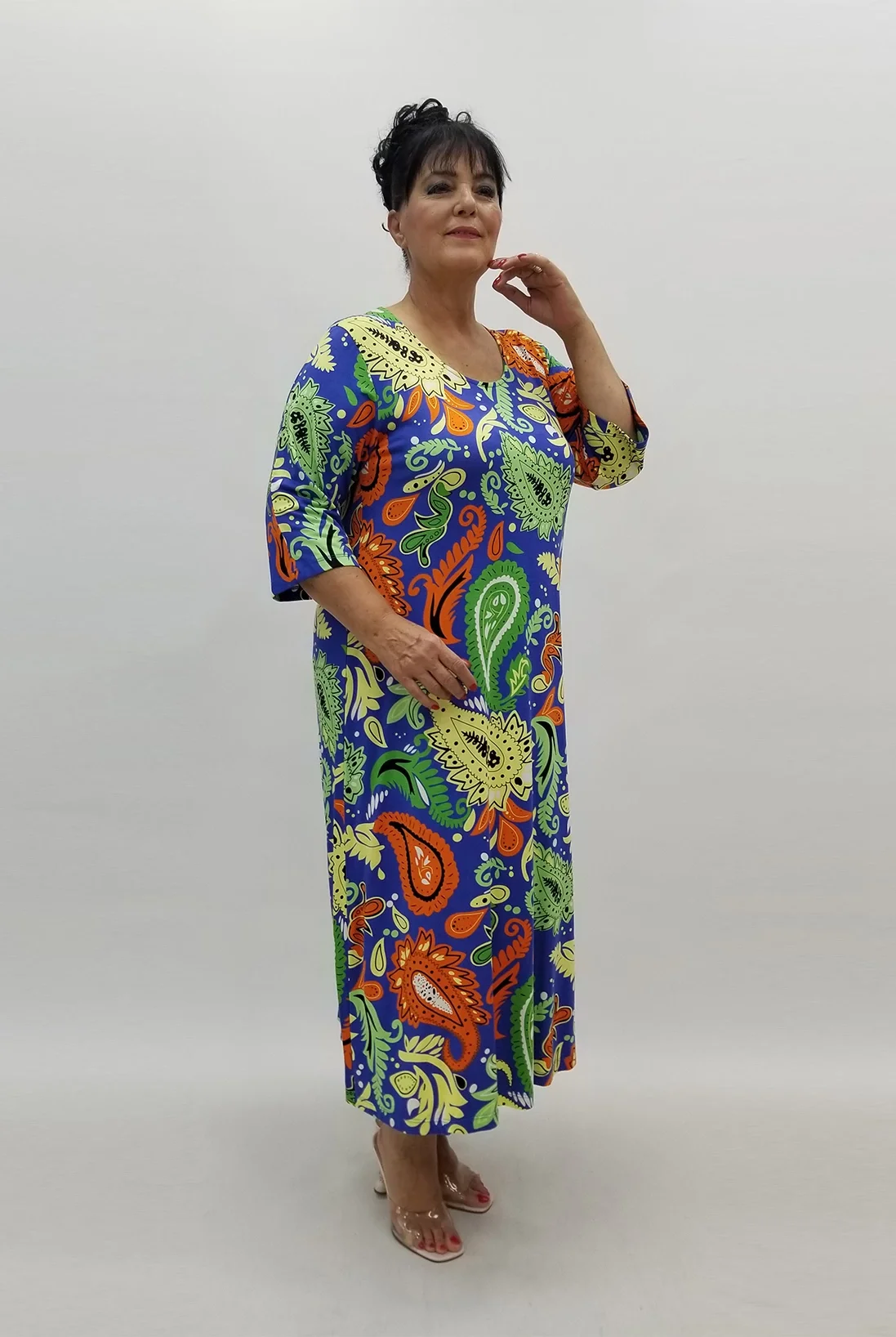 Miraggio Büyük Beden Elbise 99884 SAKS/YEŞİL