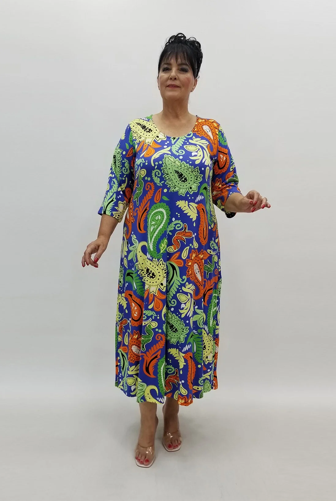 Miraggio Büyük Beden Elbise 99884 SAKS/YEŞİL