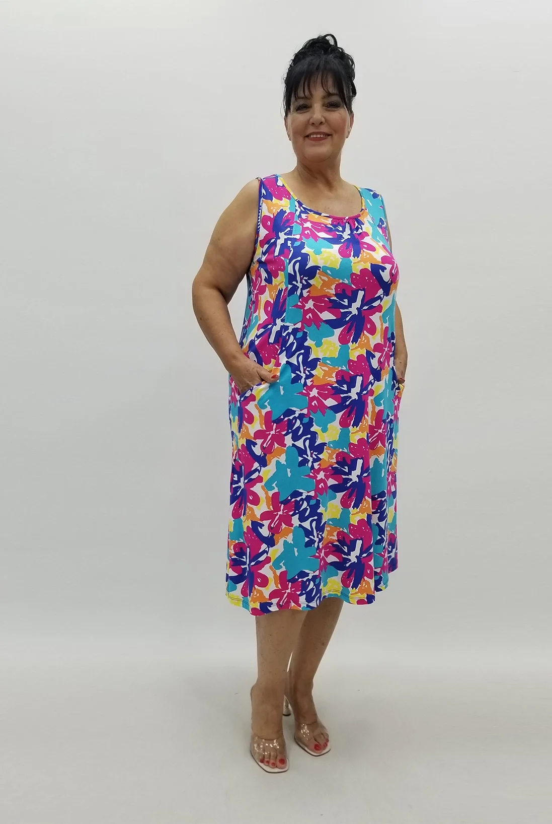 Miraggio Büyük Beden Elbise 99886 SAKS/FUŞYA