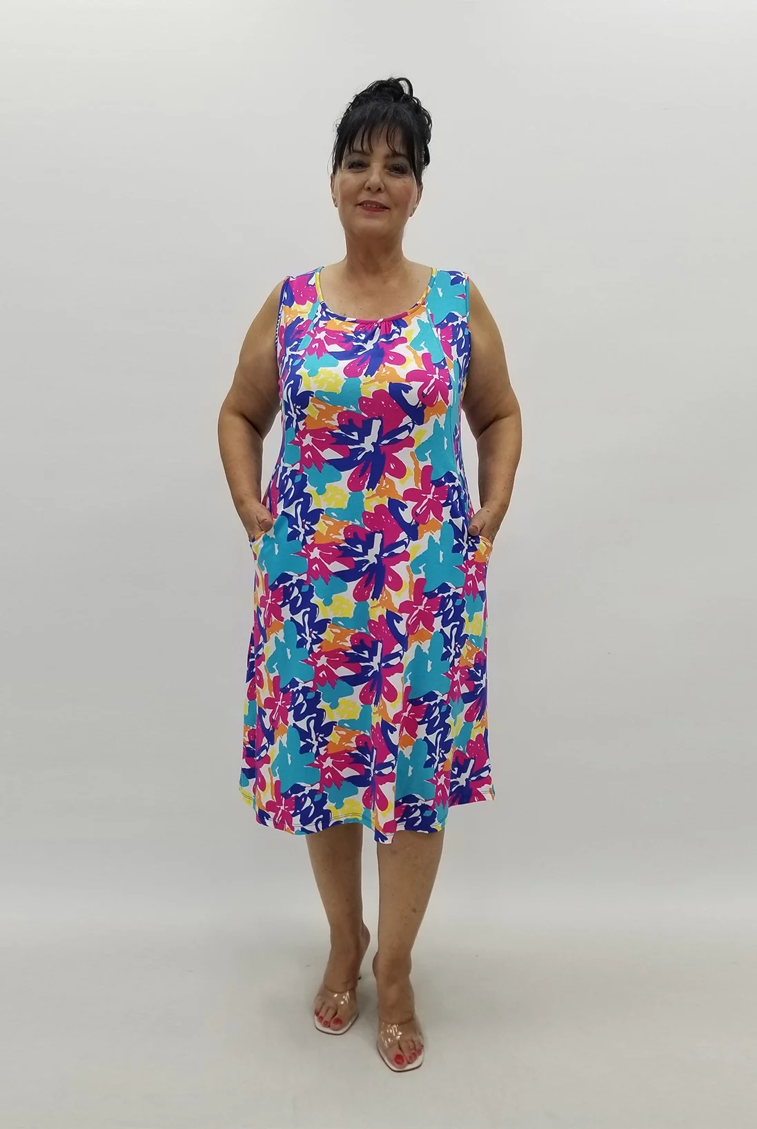 Miraggio Büyük Beden Elbise 99886 SAKS/FUŞYA