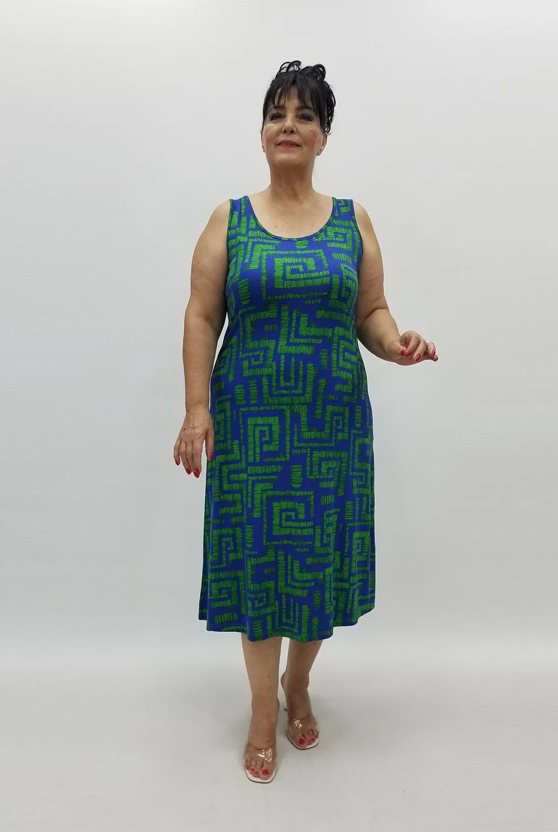 Miraggio Büyük Beden Elbise 99888 SAKS/YEŞİL