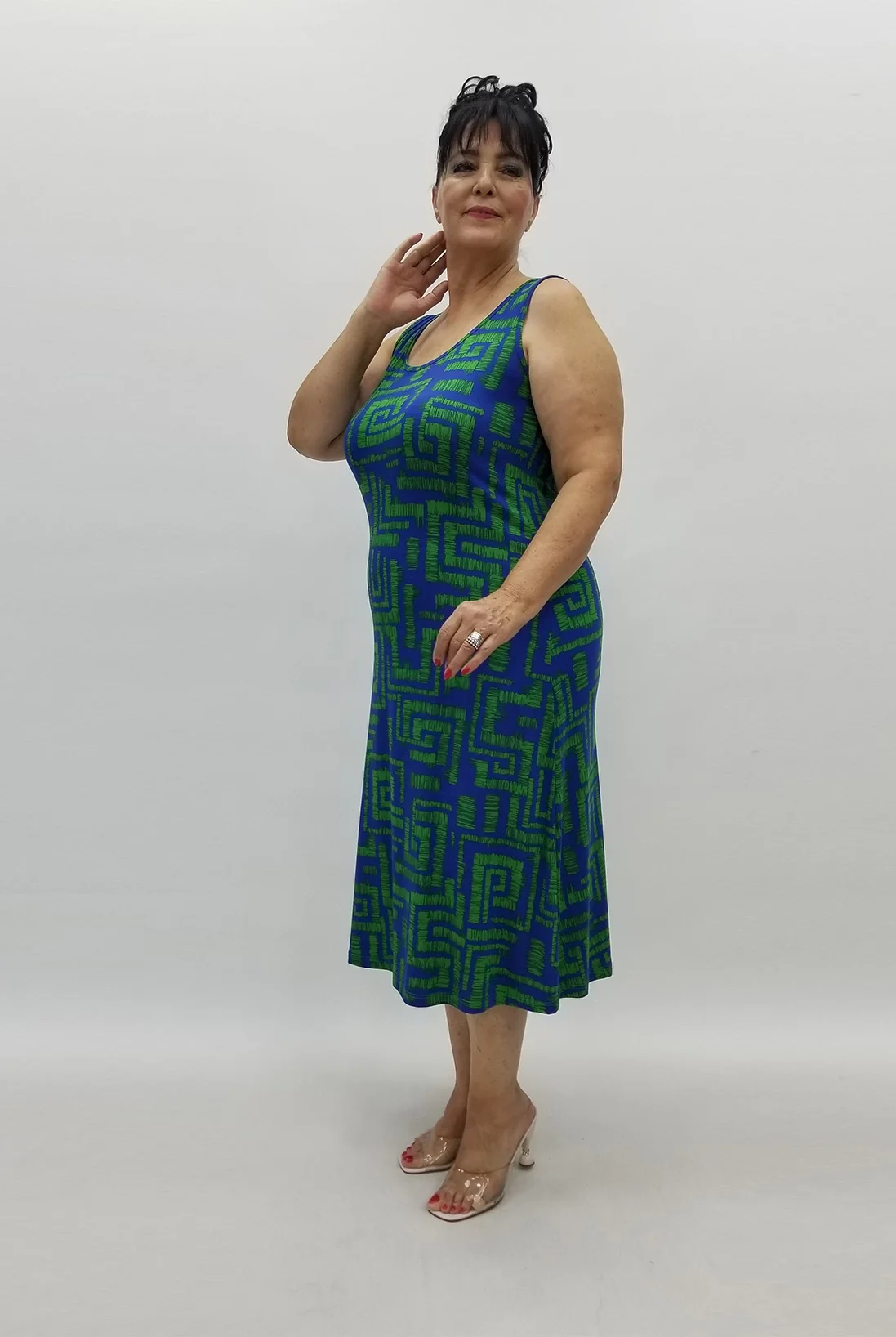 Miraggio Büyük Beden Elbise 99888 SAKS/YEŞİL