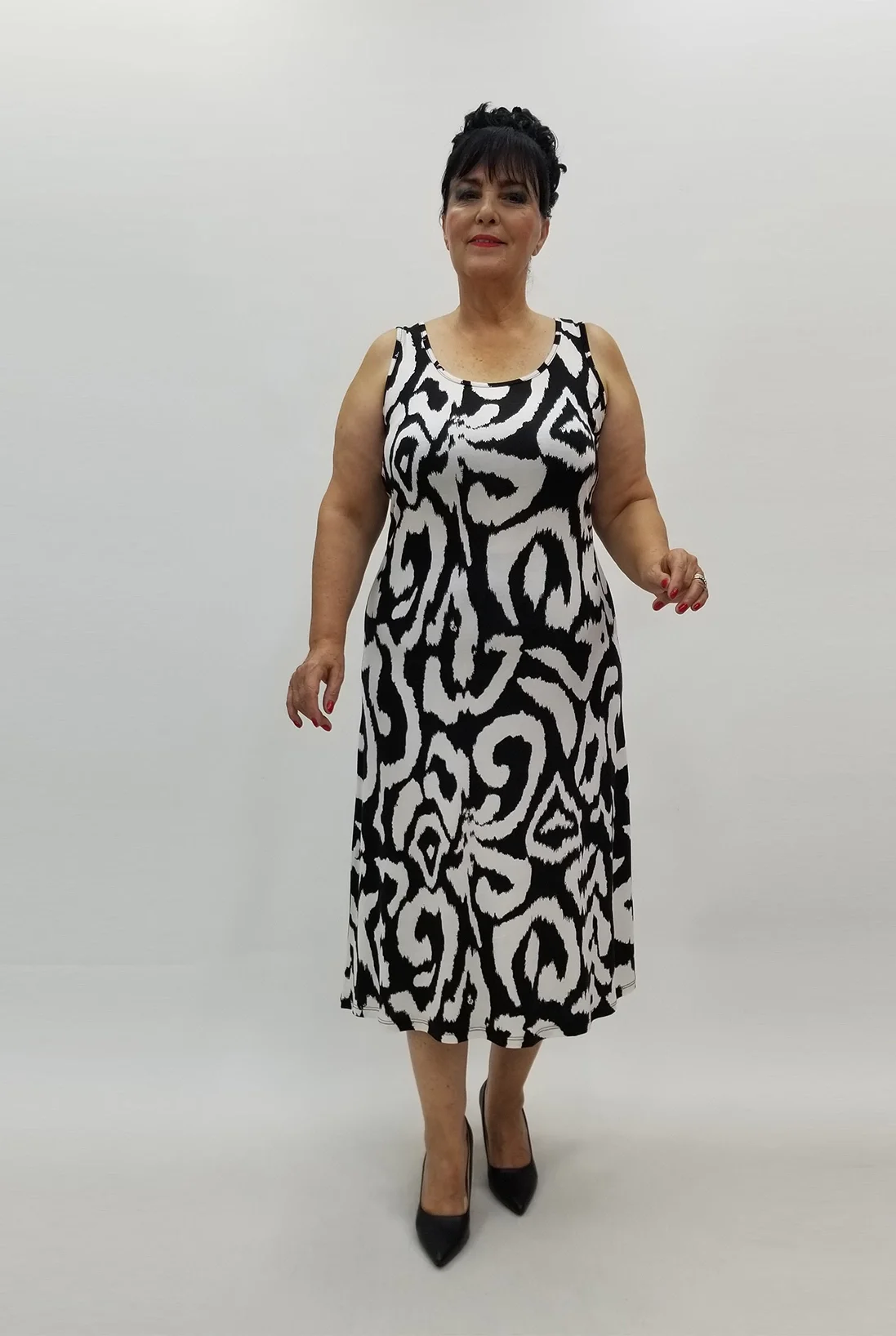 Miraggio Büyük Beden Elbise 99888 SİYAH/BEYAZ