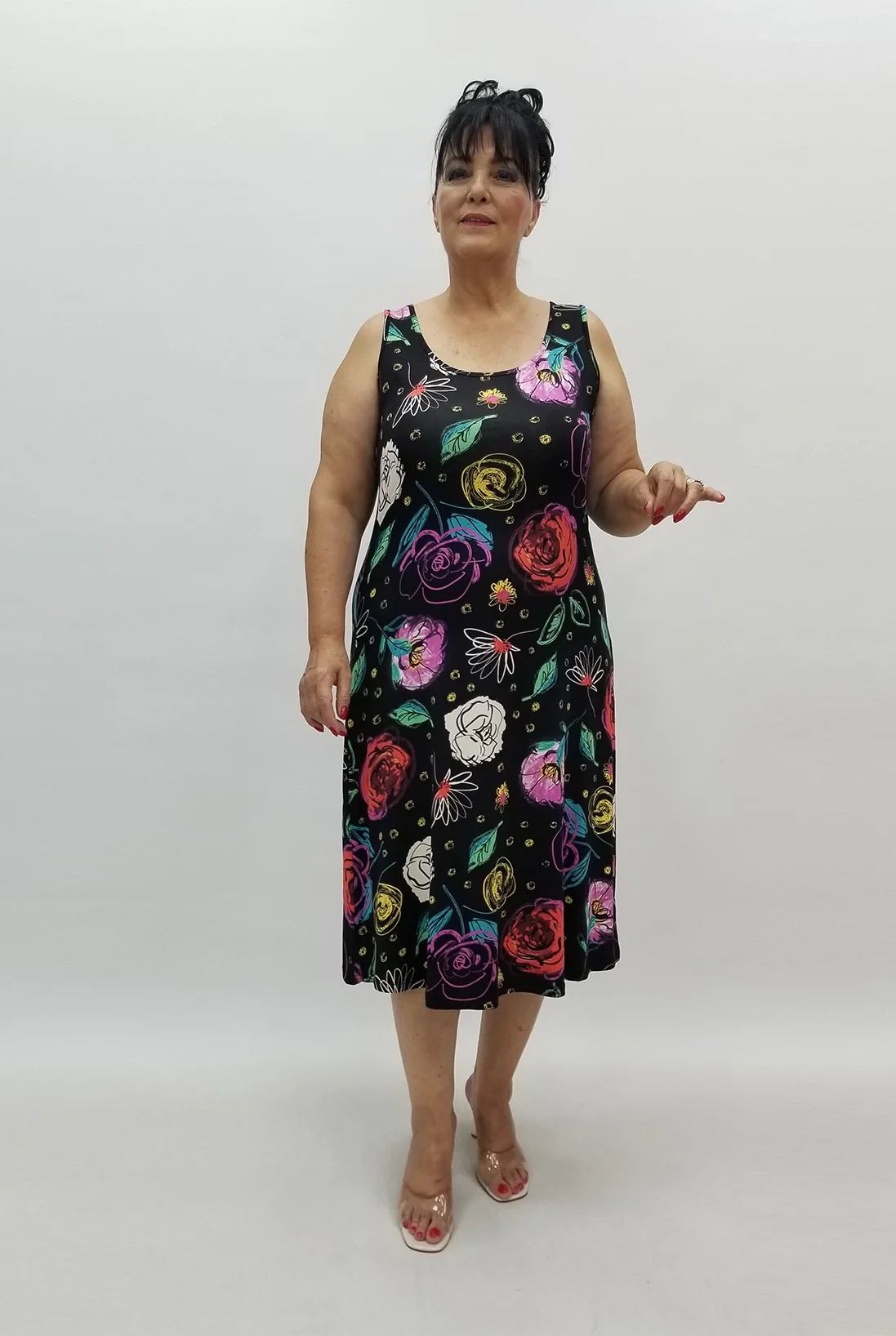 Miraggio Büyük Beden Elbise 99888 SİYAH/FUŞYA