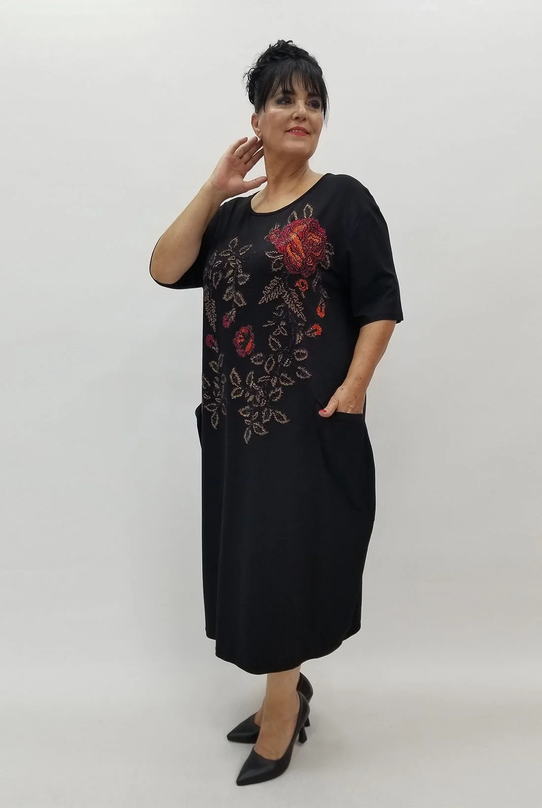 Miraggio Büyük Beden Elbise 99897 SİYAH