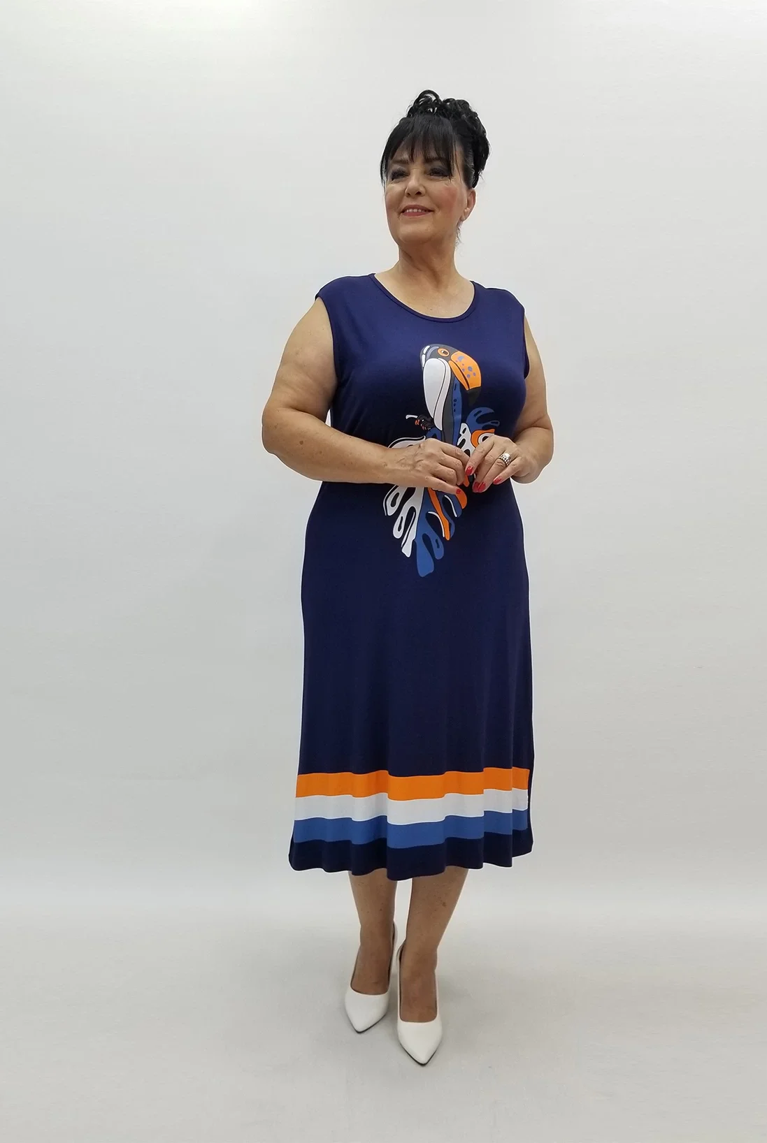 Miraggio Büyük Beden Elbise 99920 LACİVERT