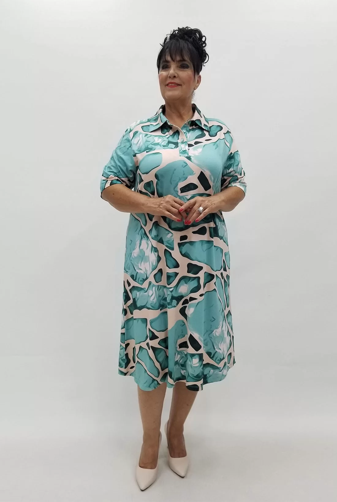 Miraggio Büyük Beden Elbise 99921 MİNT YEŞİL