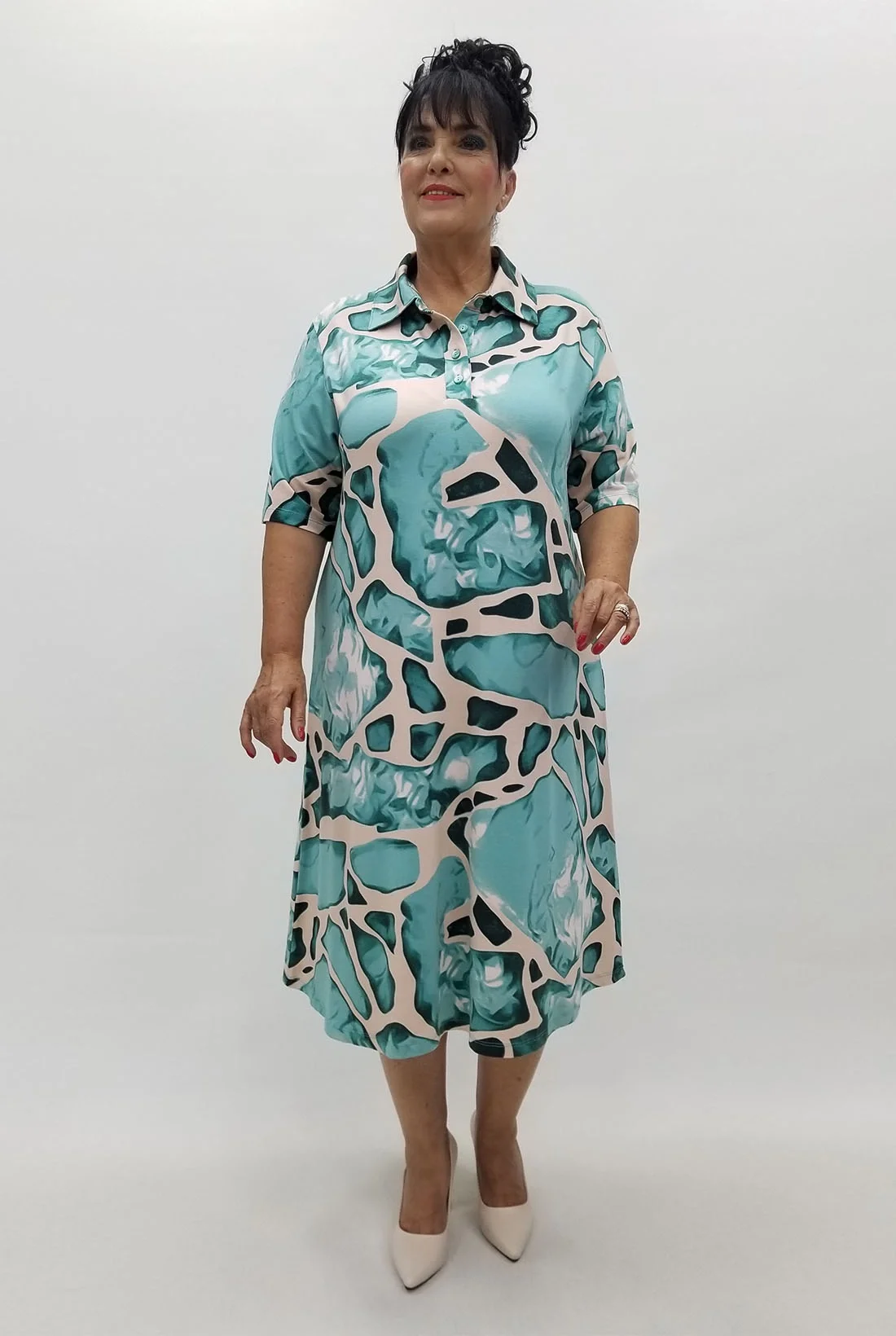 Miraggio Büyük Beden Elbise 99921 MİNT YEŞİL