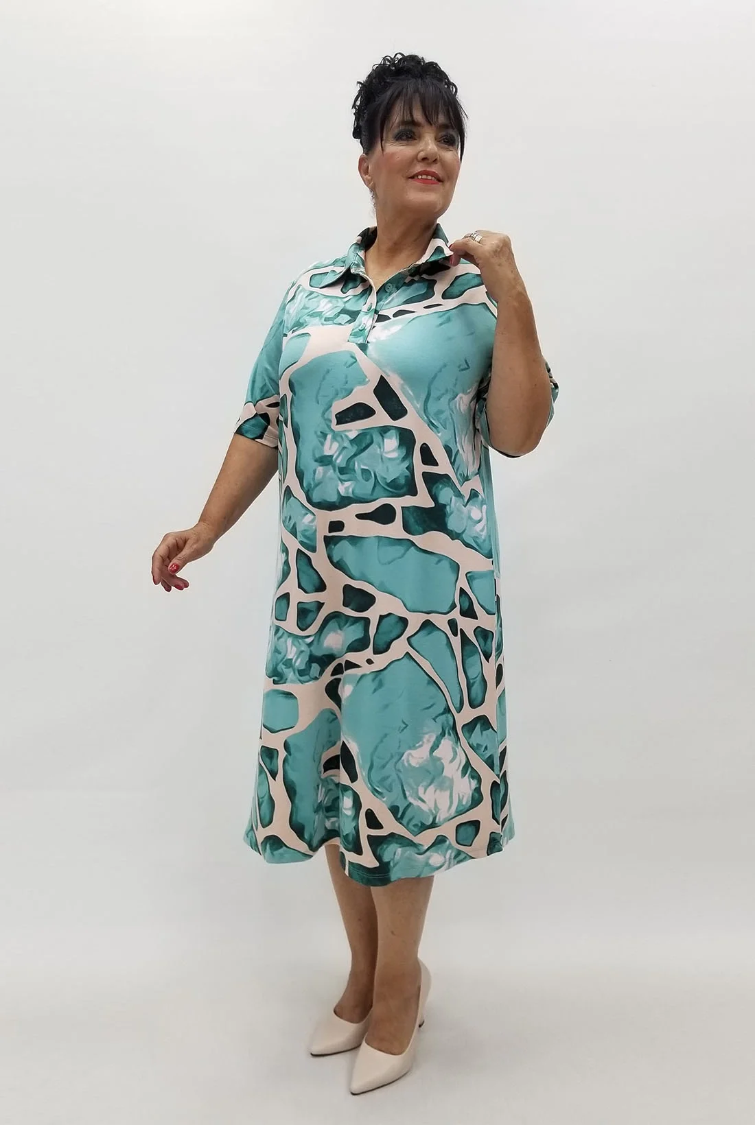 Miraggio Büyük Beden Elbise 99921 MİNT YEŞİL