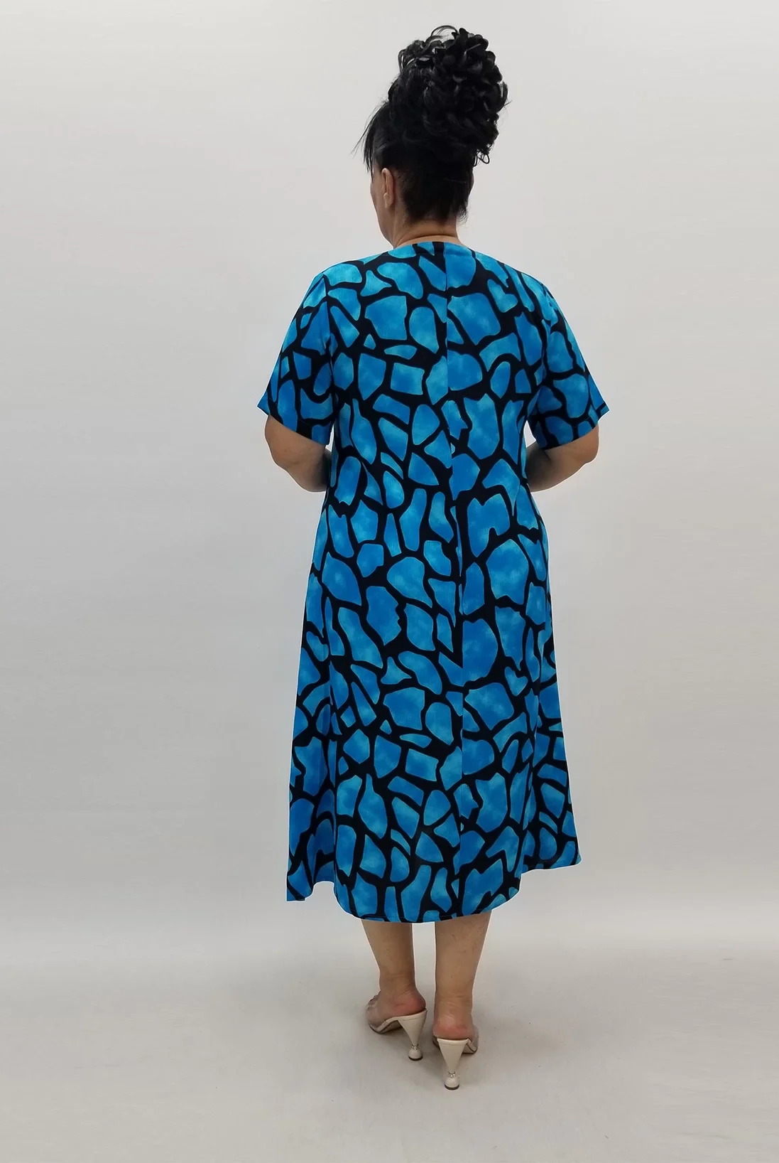 Miraggio Büyük Beden Elbise 99929 SİYAH/MAVİ