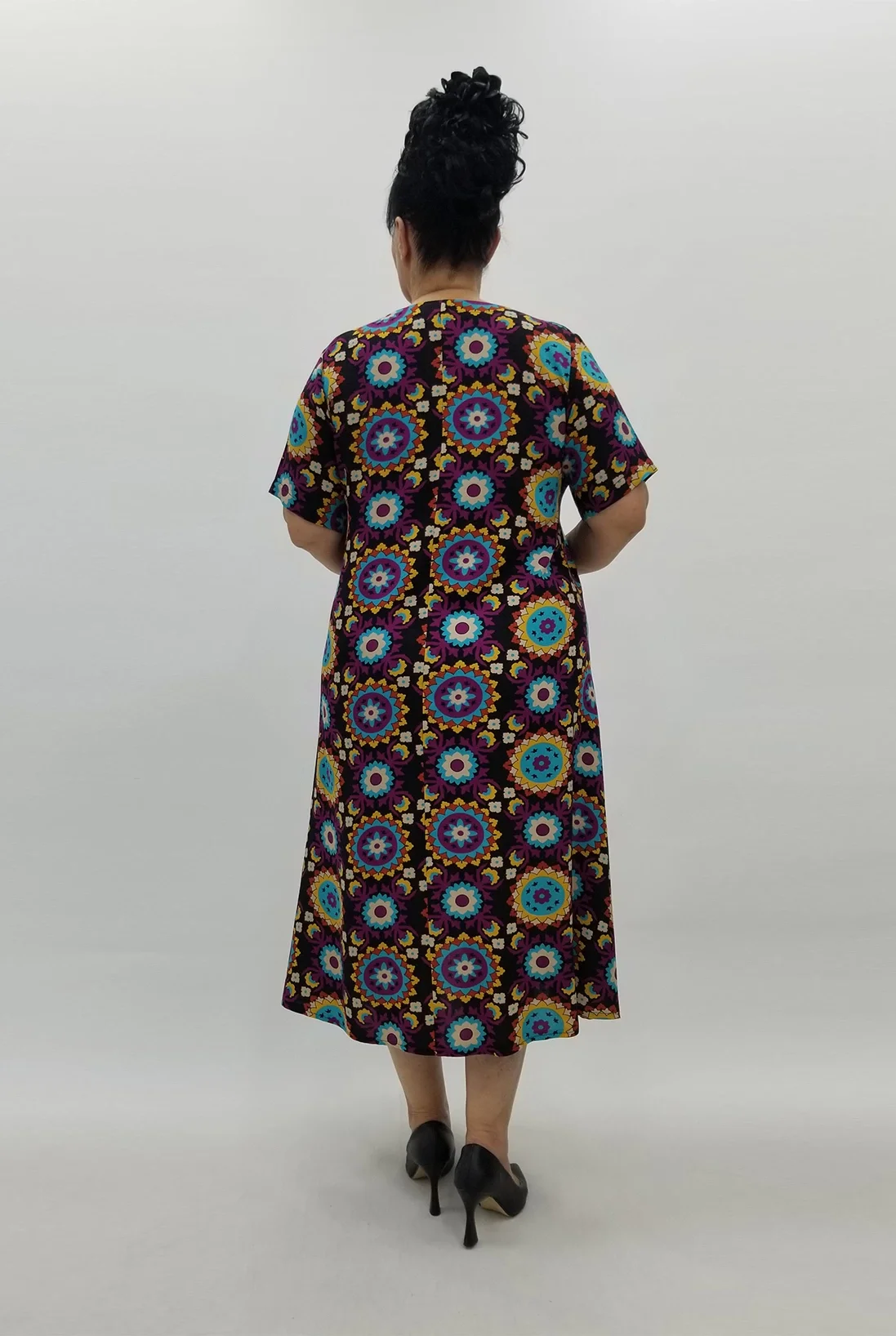 Miraggio Büyük Beden Elbise 99929 SİYAH/MÜRDÜM