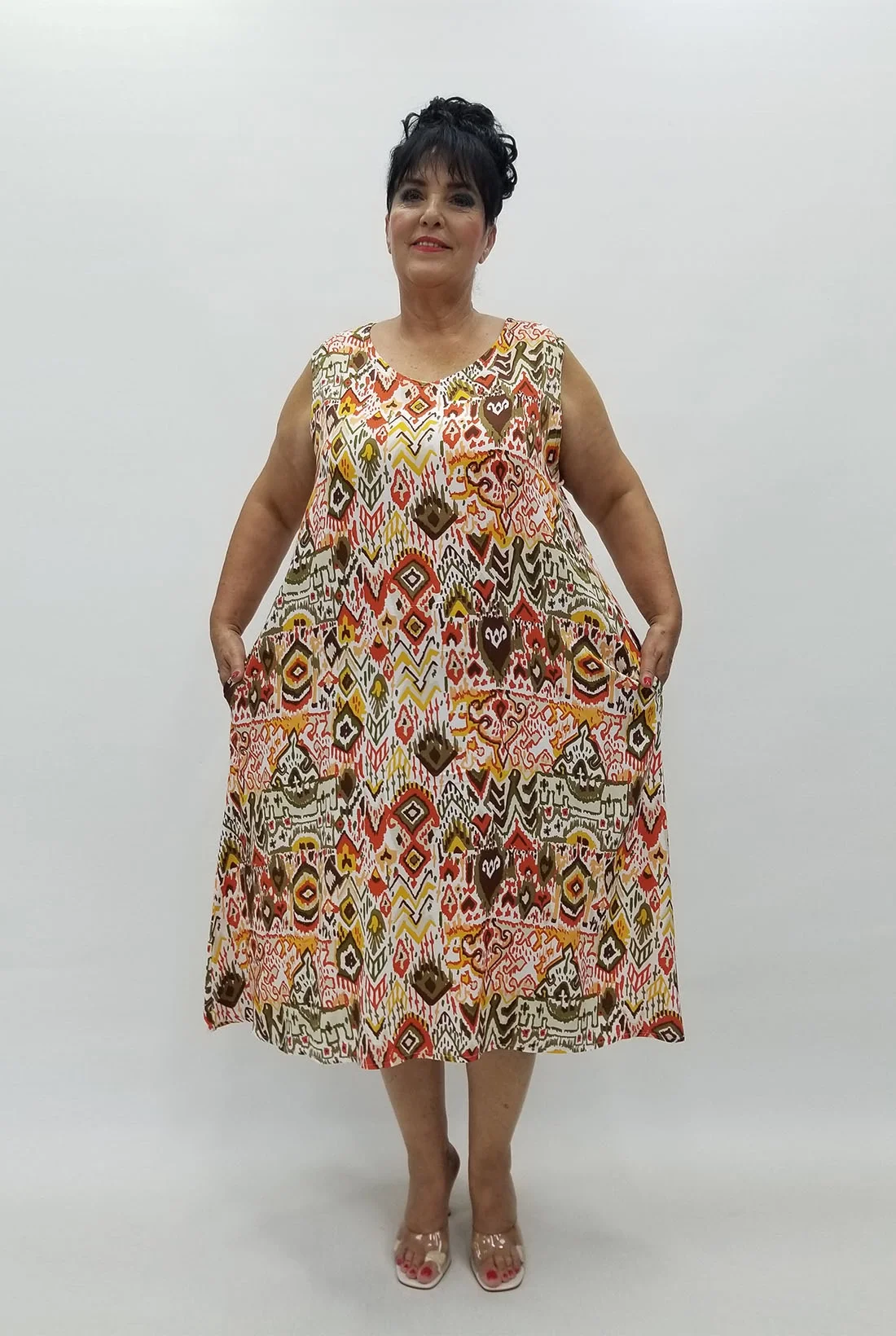 Miraggio Büyük Beden Elbise 99930 BEYAZ/HARDAL