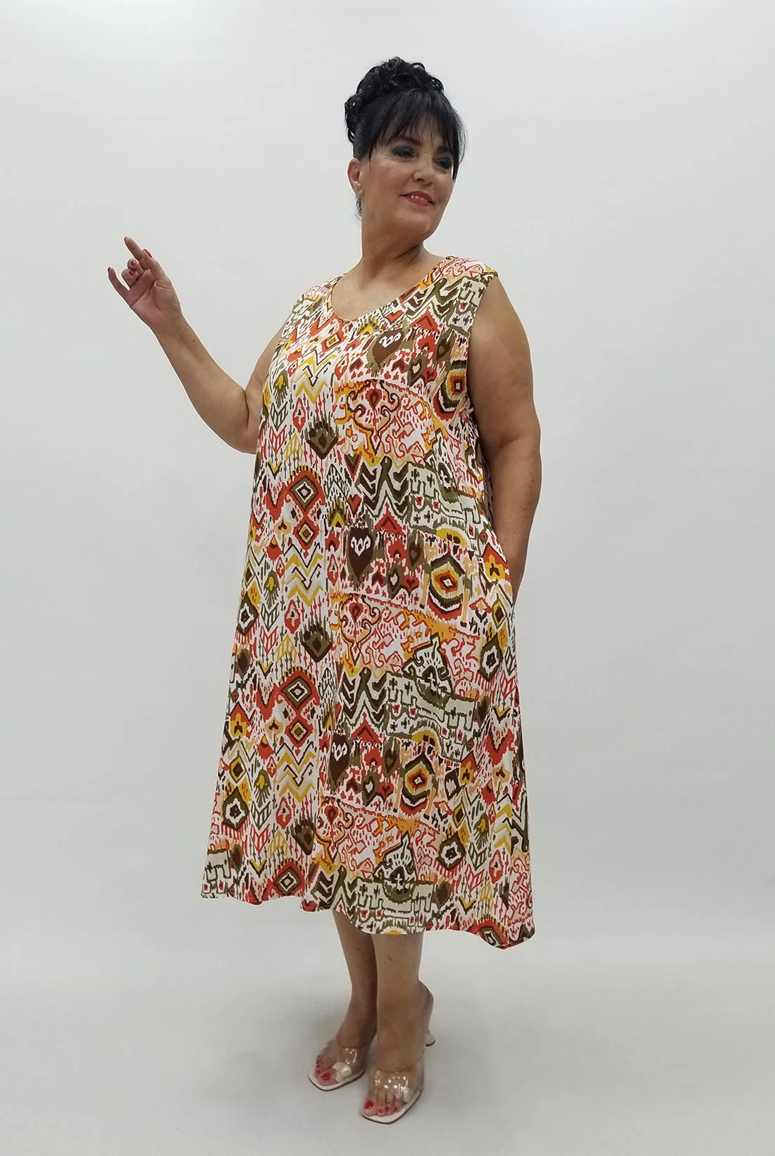 Miraggio Büyük Beden Elbise 99930 BEYAZ/HARDAL