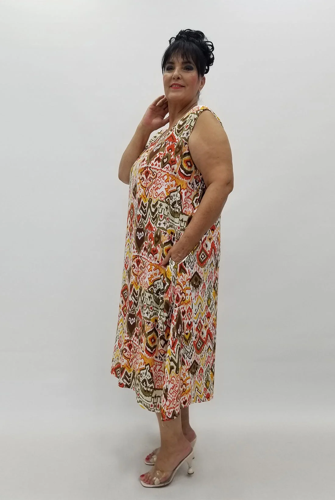 Miraggio Büyük Beden Elbise 99930 BEYAZ/HARDAL