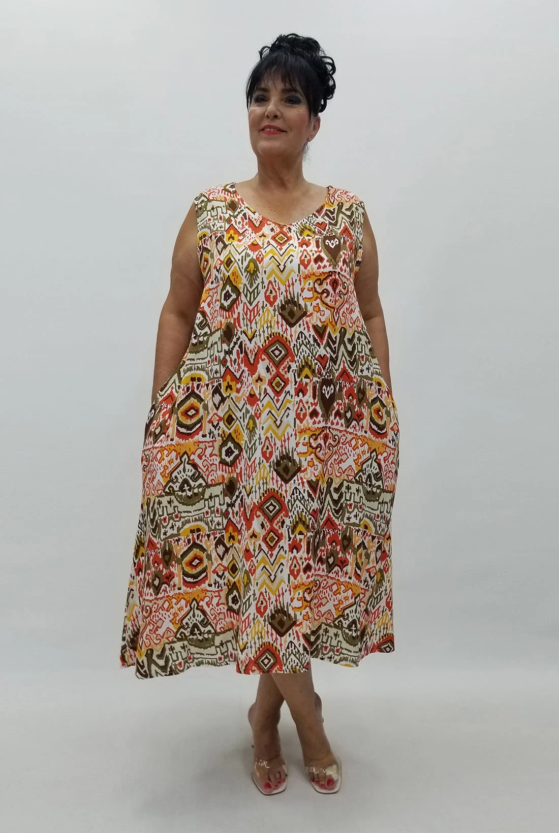 Miraggio Büyük Beden Elbise 99930 BEYAZ/HARDAL