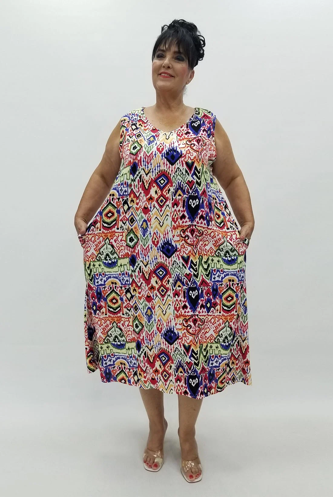 Miraggio Büyük Beden Elbise 99930 LACİ/BEYAZ