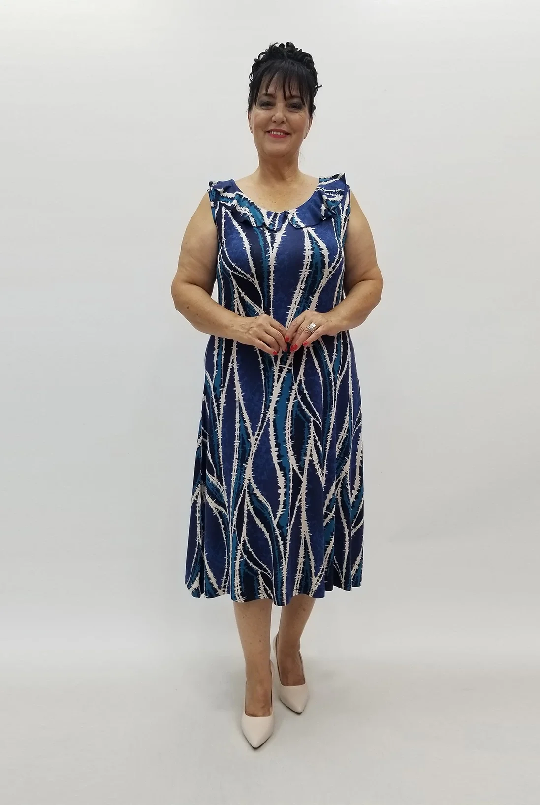 Miraggio Büyük Beden Elbise 99935 MAVİ