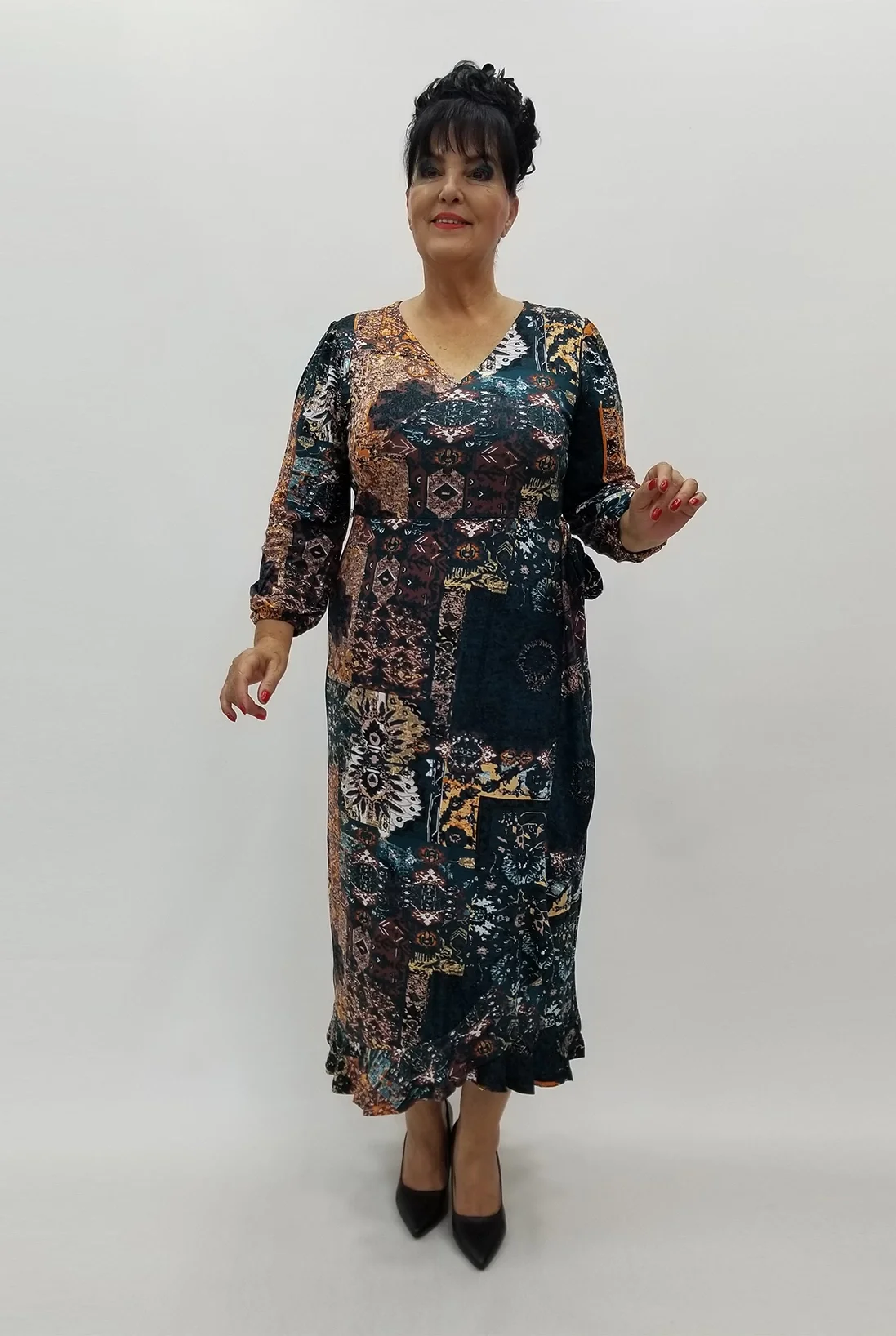 Miraggio Büyük Beden Elbise 99982 PETROL