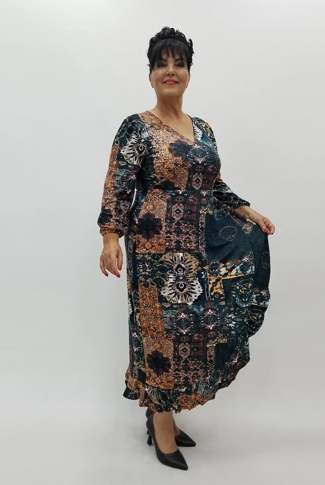 Miraggio Büyük Beden Elbise 99982 PETROL