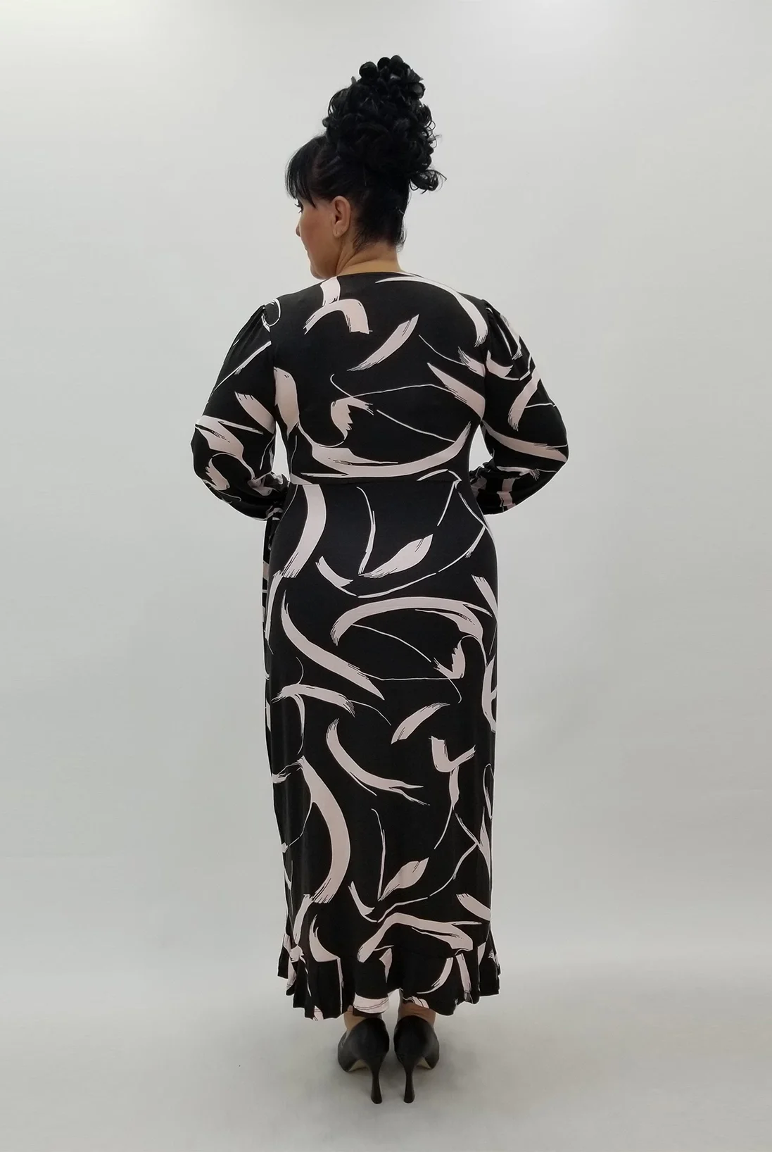 Miraggio Büyük Beden Elbise 99982 SİY/PUDRA