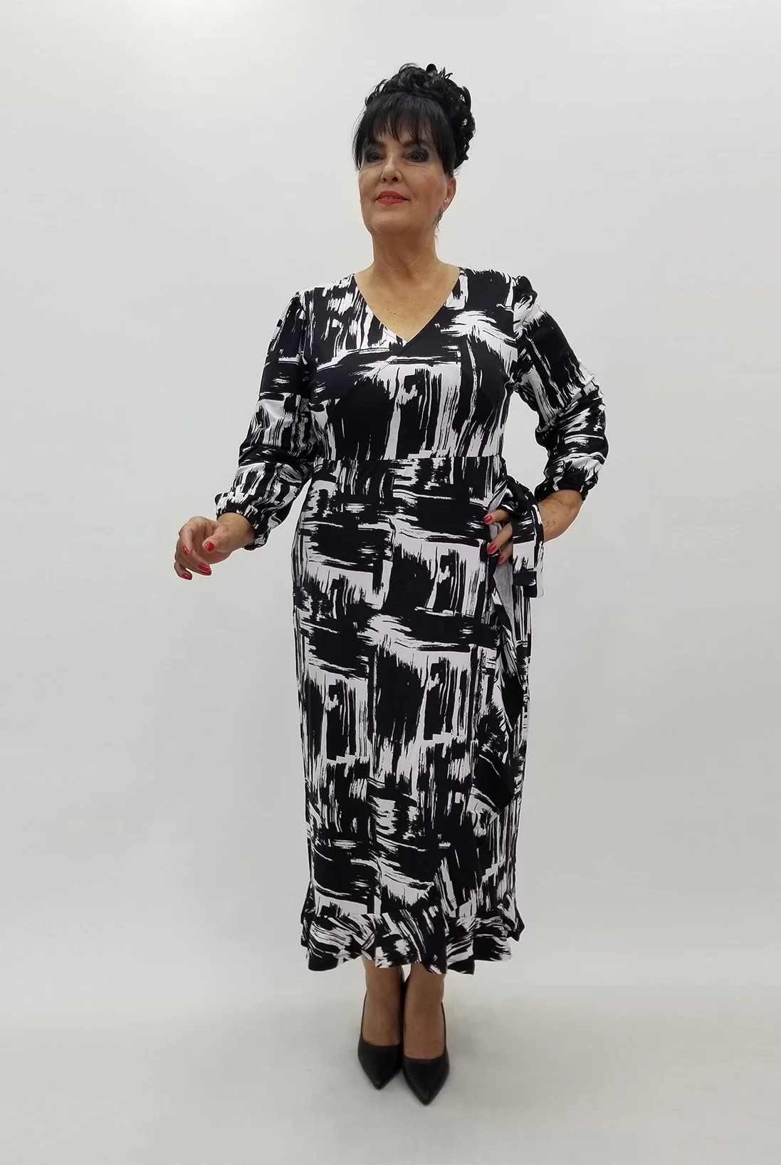 Miraggio Büyük Beden Elbise 99982 SİYAH/BEYAZ