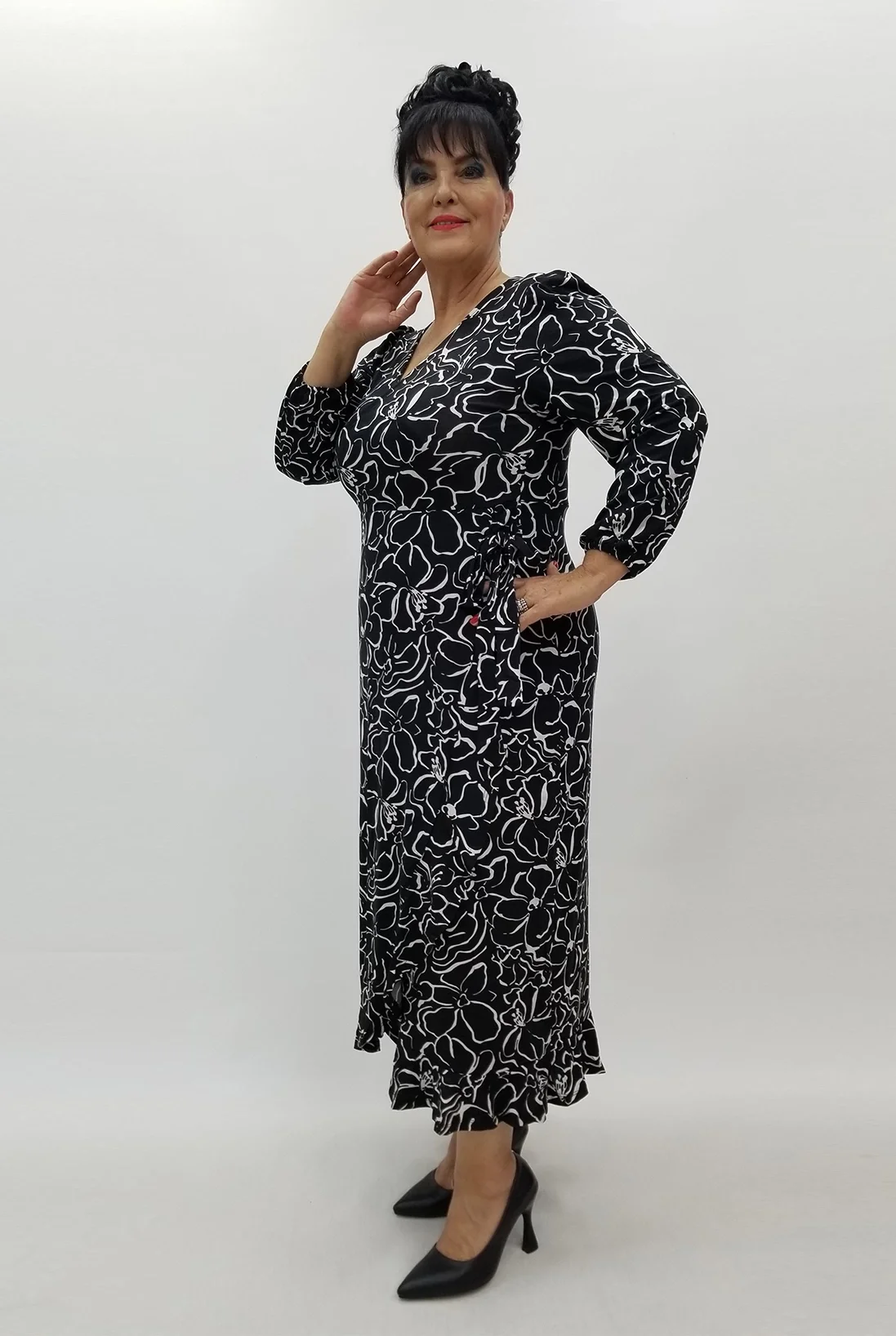 Miraggio Büyük Beden Elbise 99982 SİYAHÇİÇEKLİ