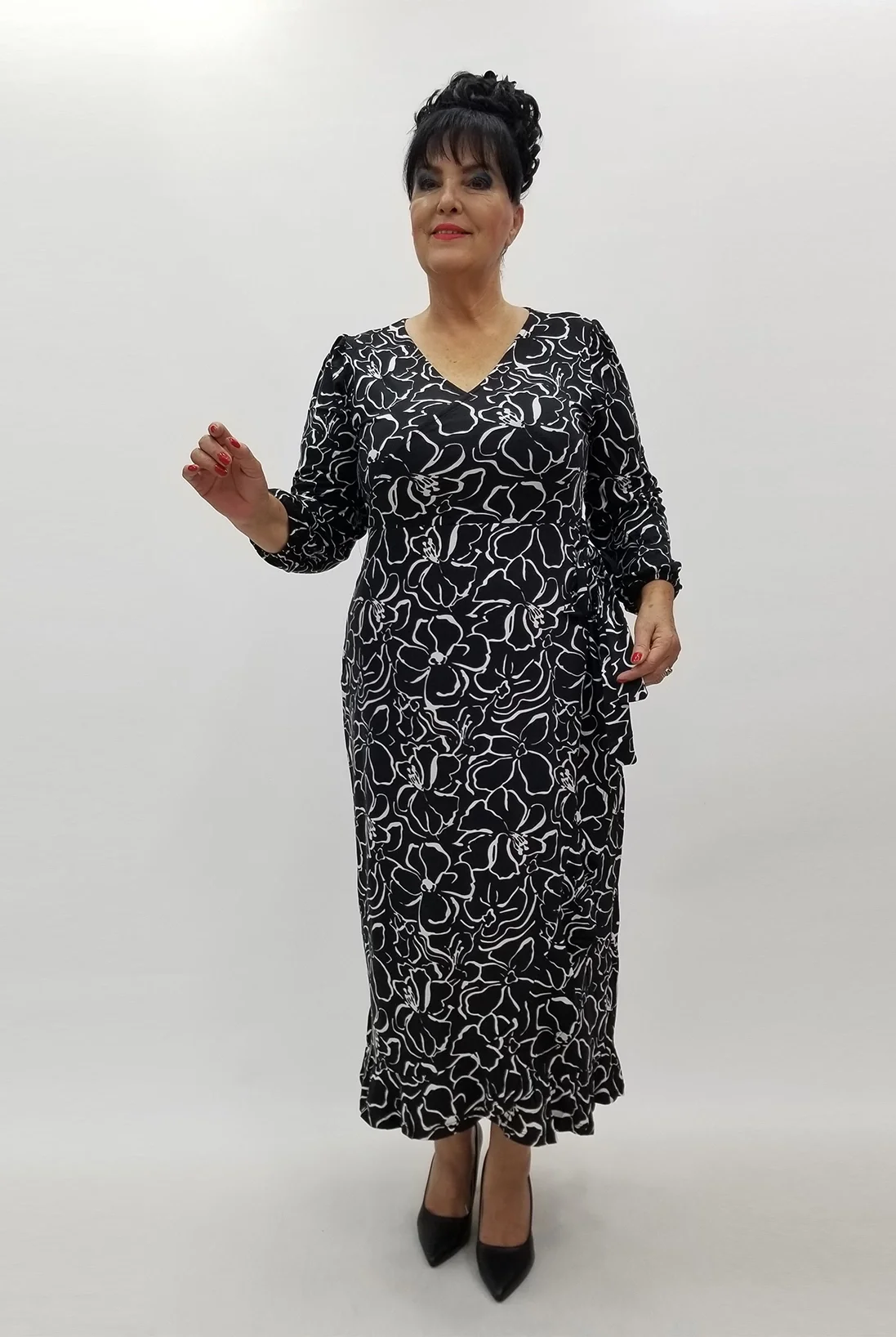 Miraggio Büyük Beden Elbise 99982 SİYAHÇİÇEKLİ