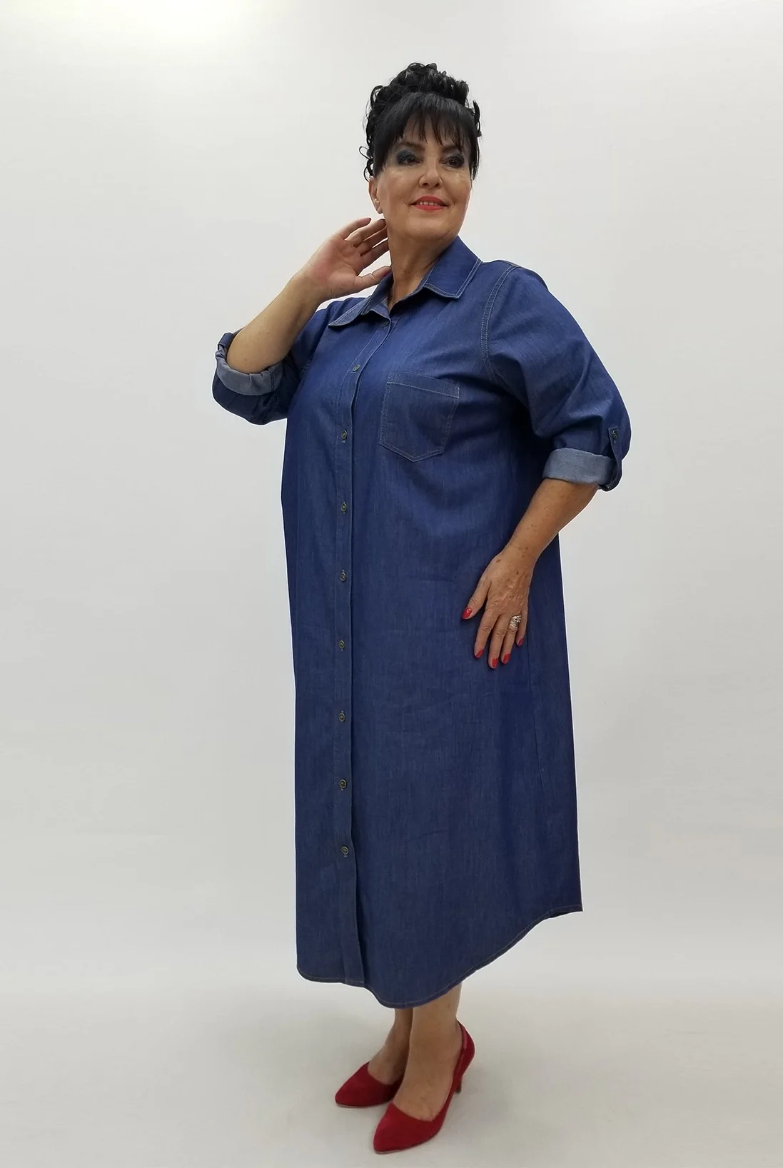 Miraggio Büyük Beden Elbise 99983 KOT MAVİ