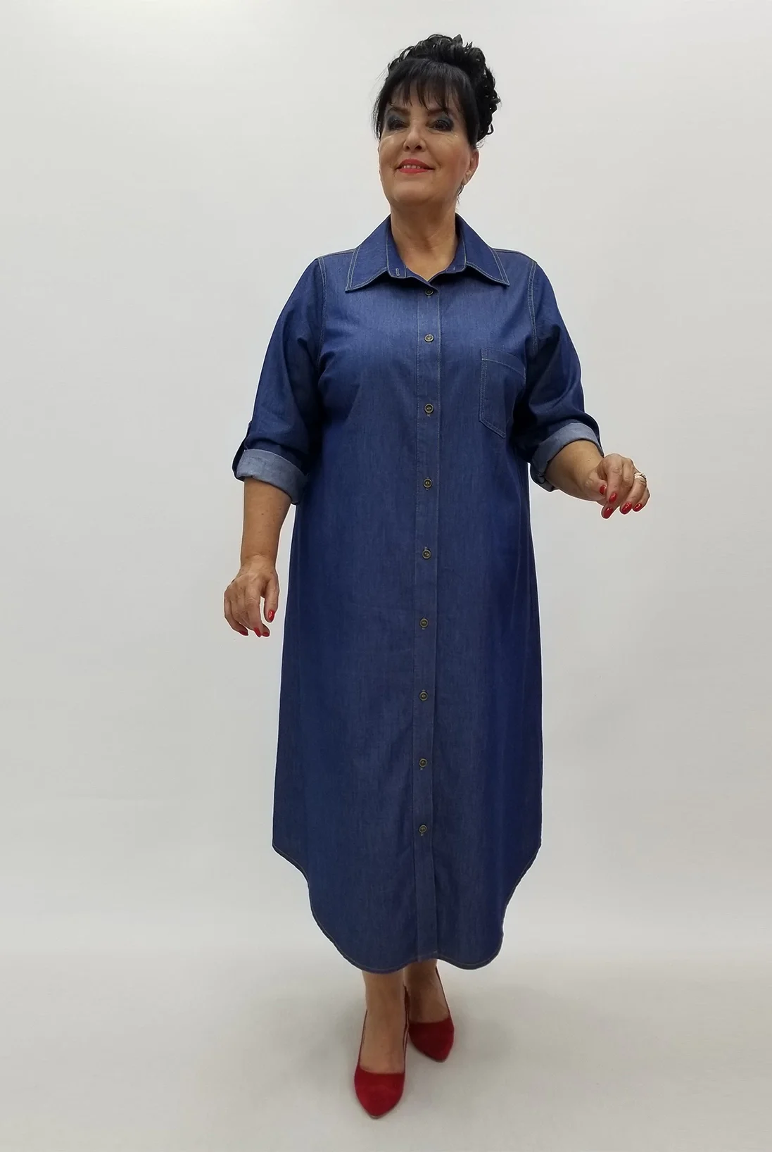 Miraggio Büyük Beden Elbise 99983 KOT MAVİ