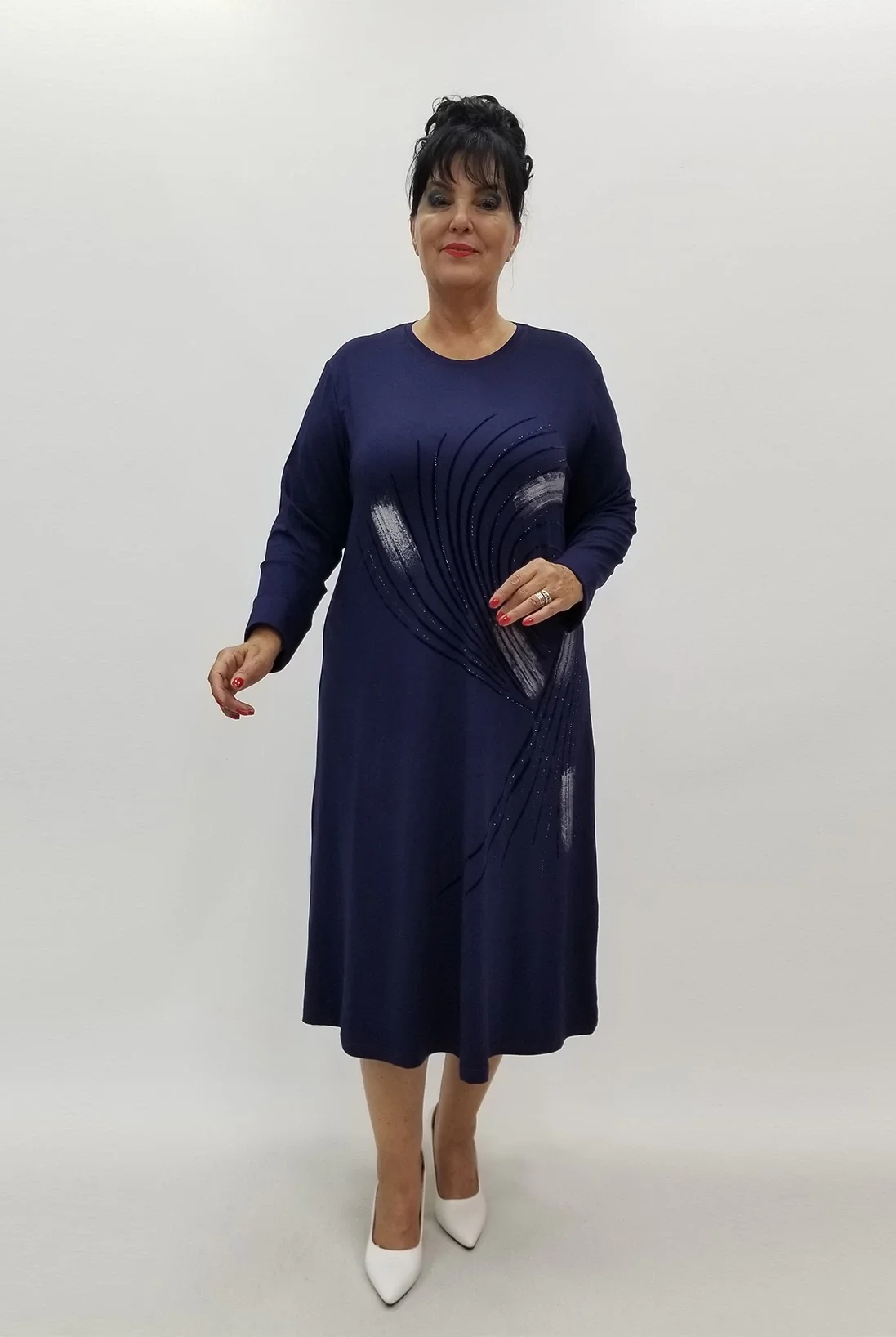 Miraggio Büyük Beden Elbise 99987 LACİVERT