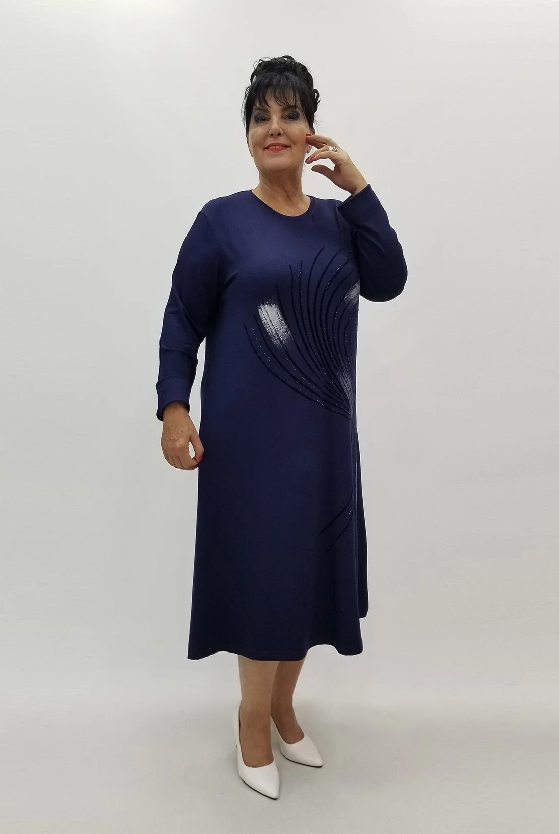 Miraggio Büyük Beden Elbise 99987 LACİVERT