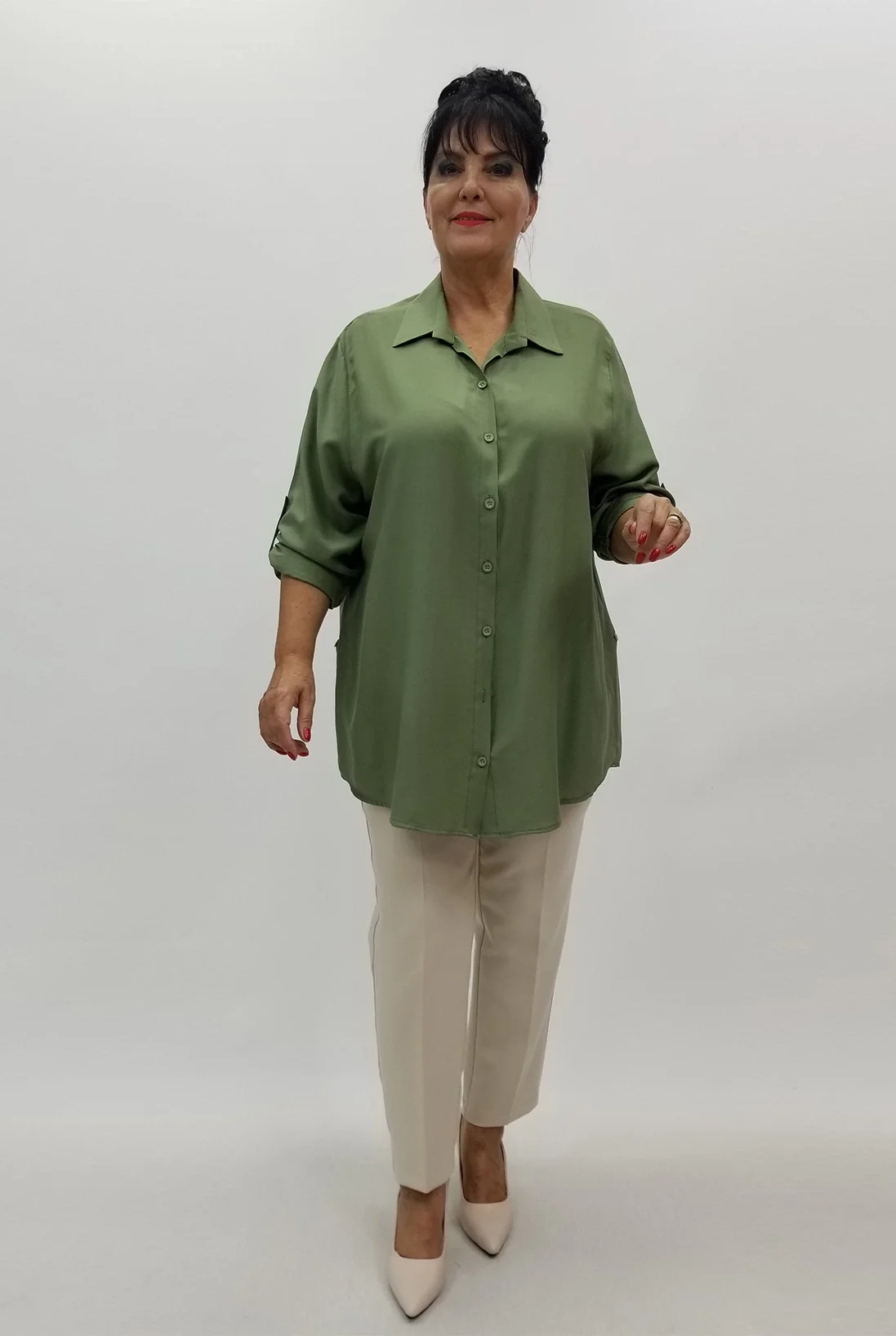 Miraggio Büyük Beden Gömlek 90242 KOYU YEŞİL