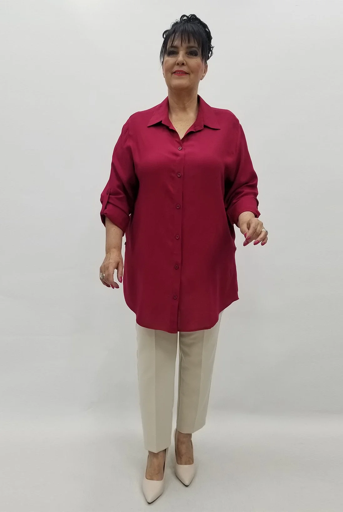 Miraggio Büyük Beden Gömlek 90242 VİŞNE