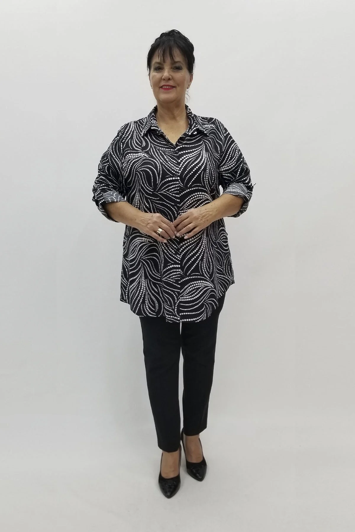 Miraggio Büyük Beden Gömlek 98085 SİYAH/BEYAZ