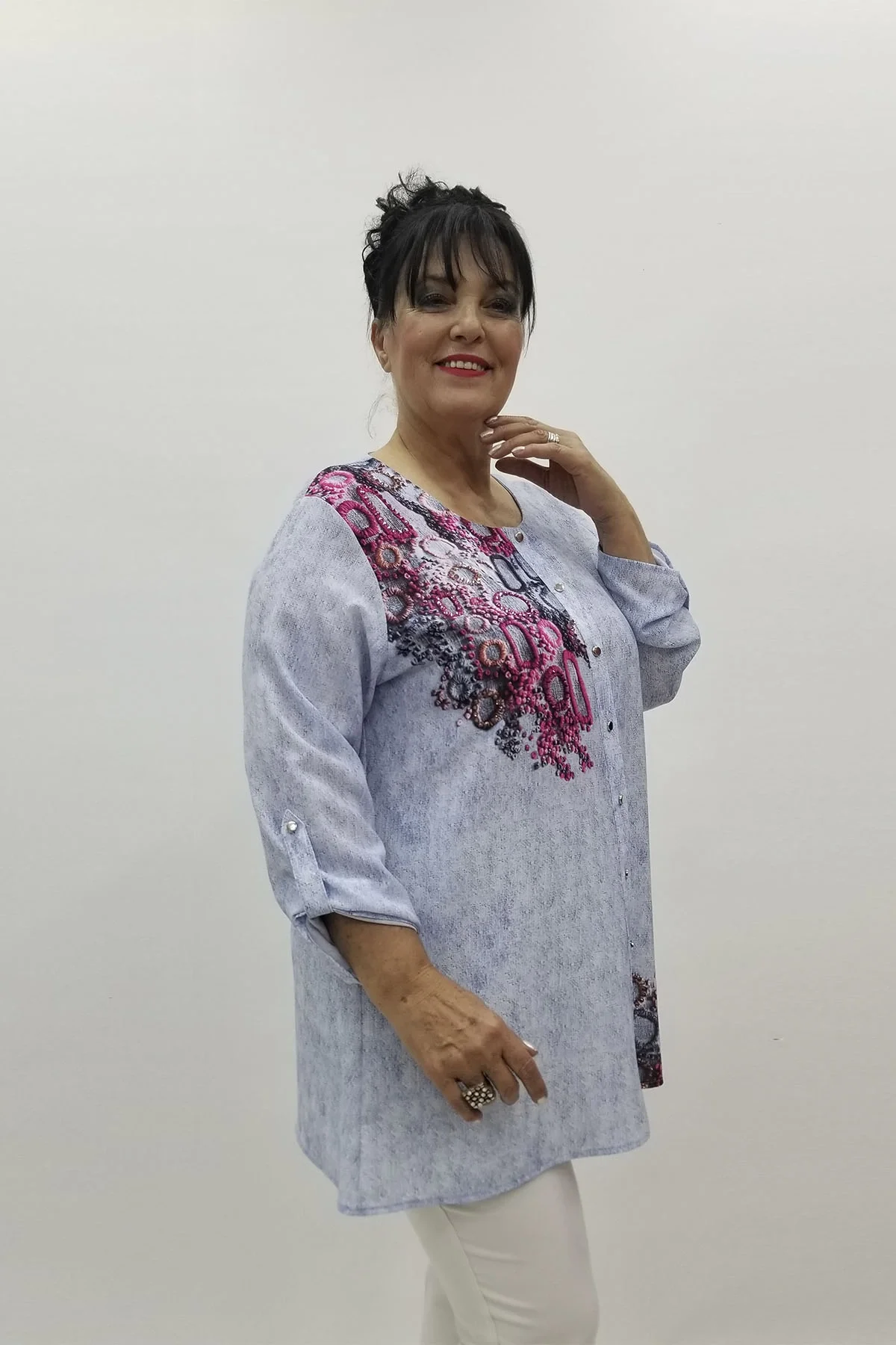 Miraggio Büyük Beden Gömlek 98723 MAVİ