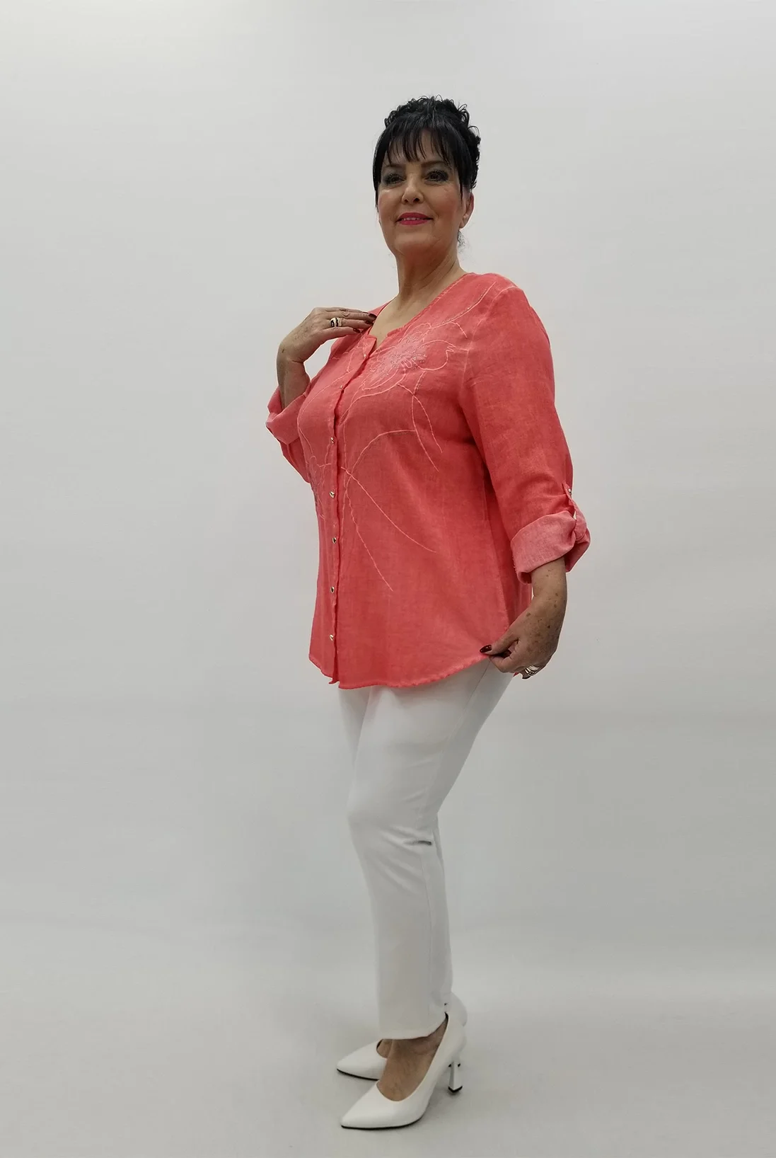 Miraggio Büyük Beden Gömlek 98786 NAR ÇİÇEĞİ