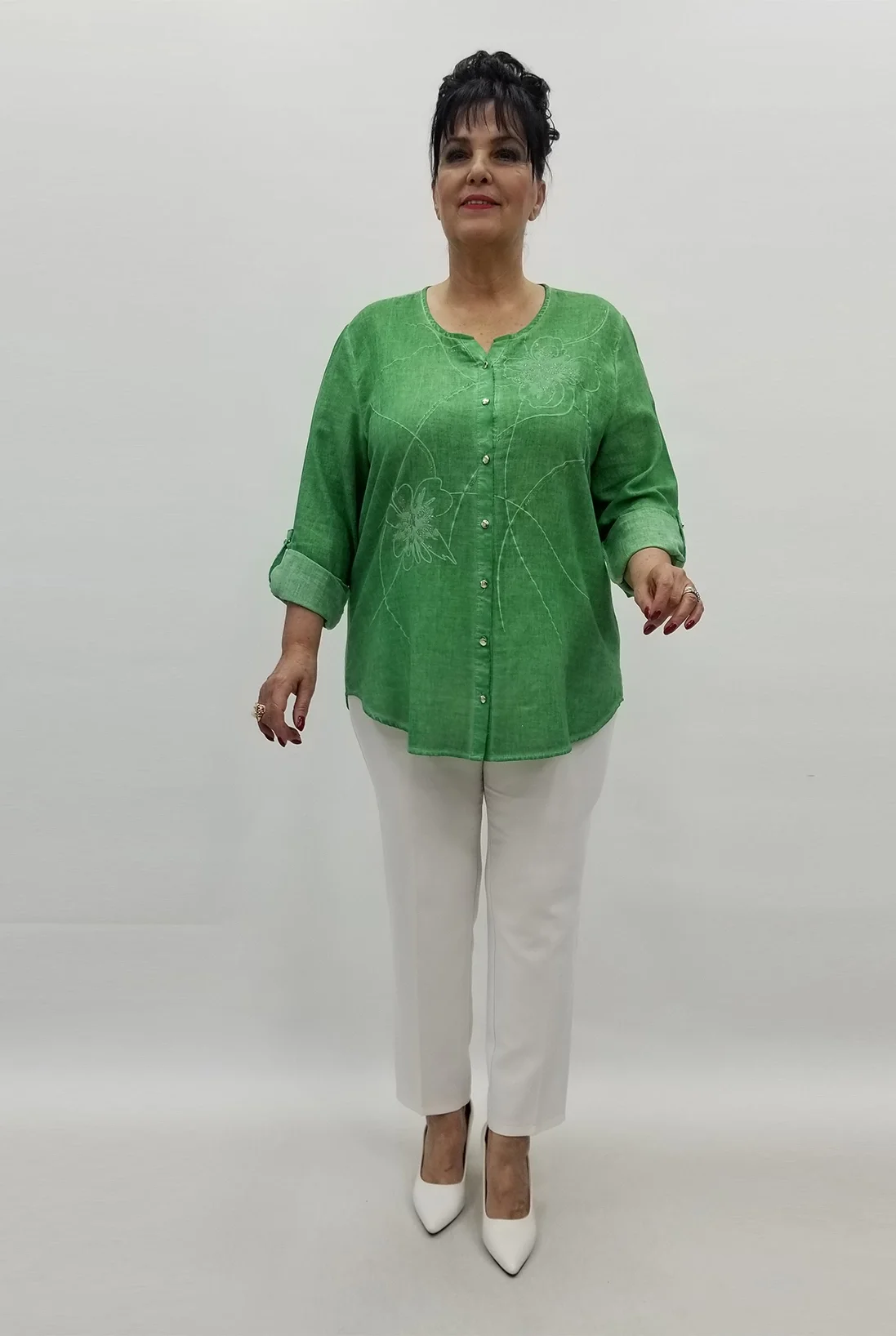 Miraggio Büyük Beden Gömlek 98786 YEŞİL