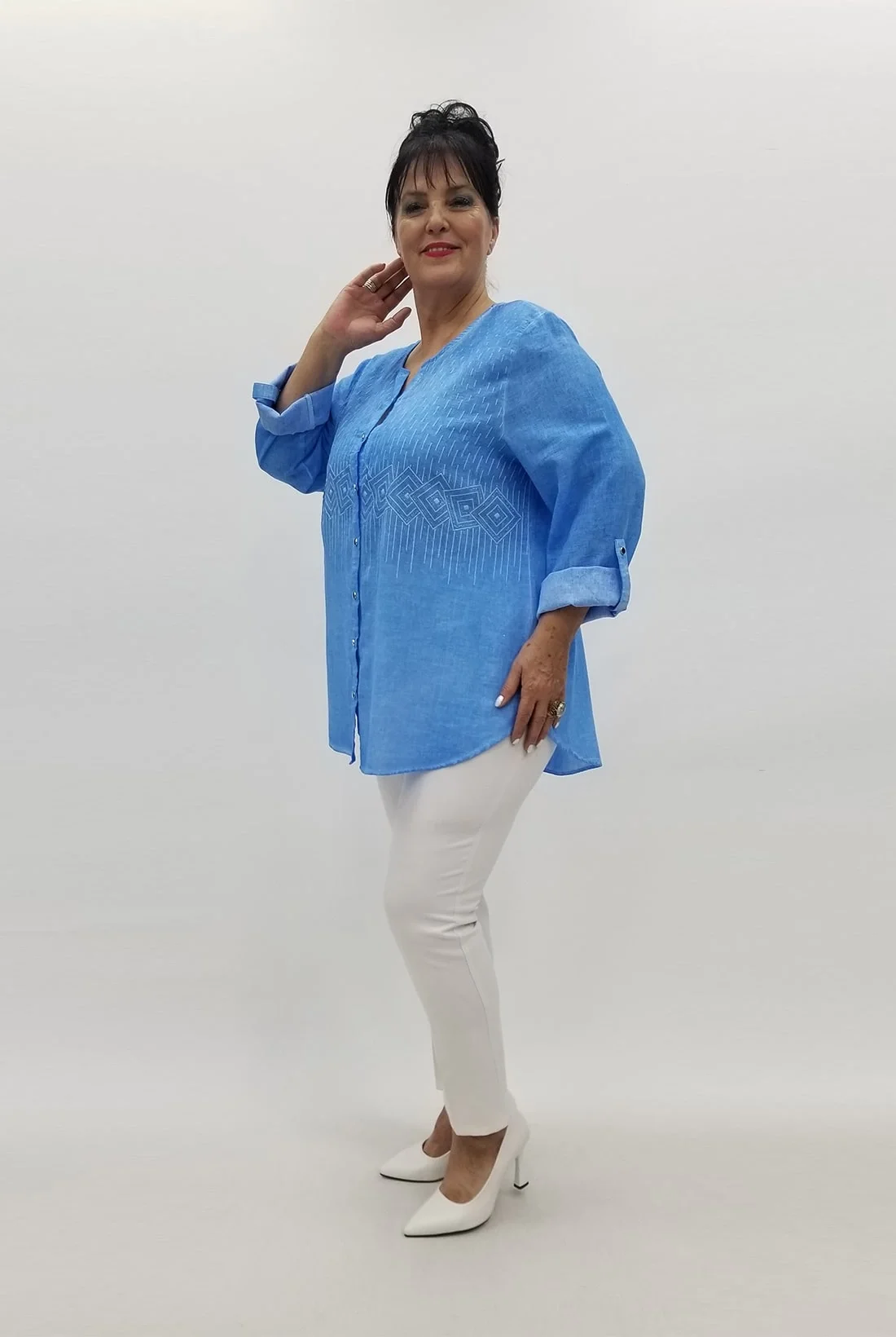 Miraggio Büyük Beden Gömlek 98818 MAVİ