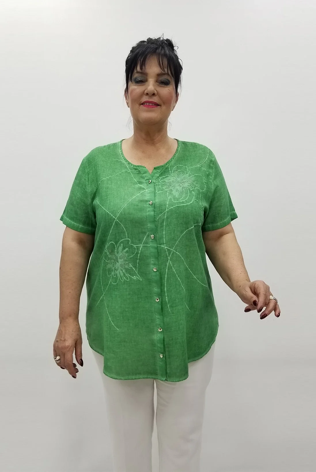 Miraggio Büyük Beden Gömlek 98962 YEŞİL