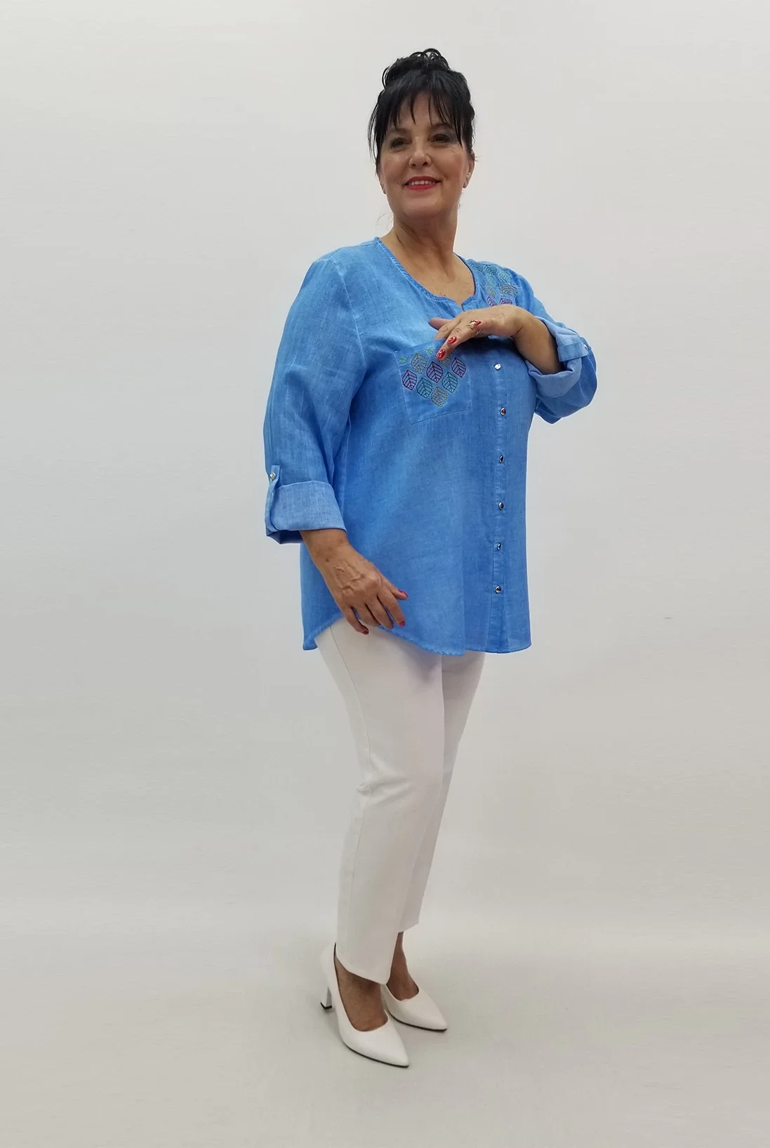 Miraggio Büyük Beden Gömlek 99045 MAVİ