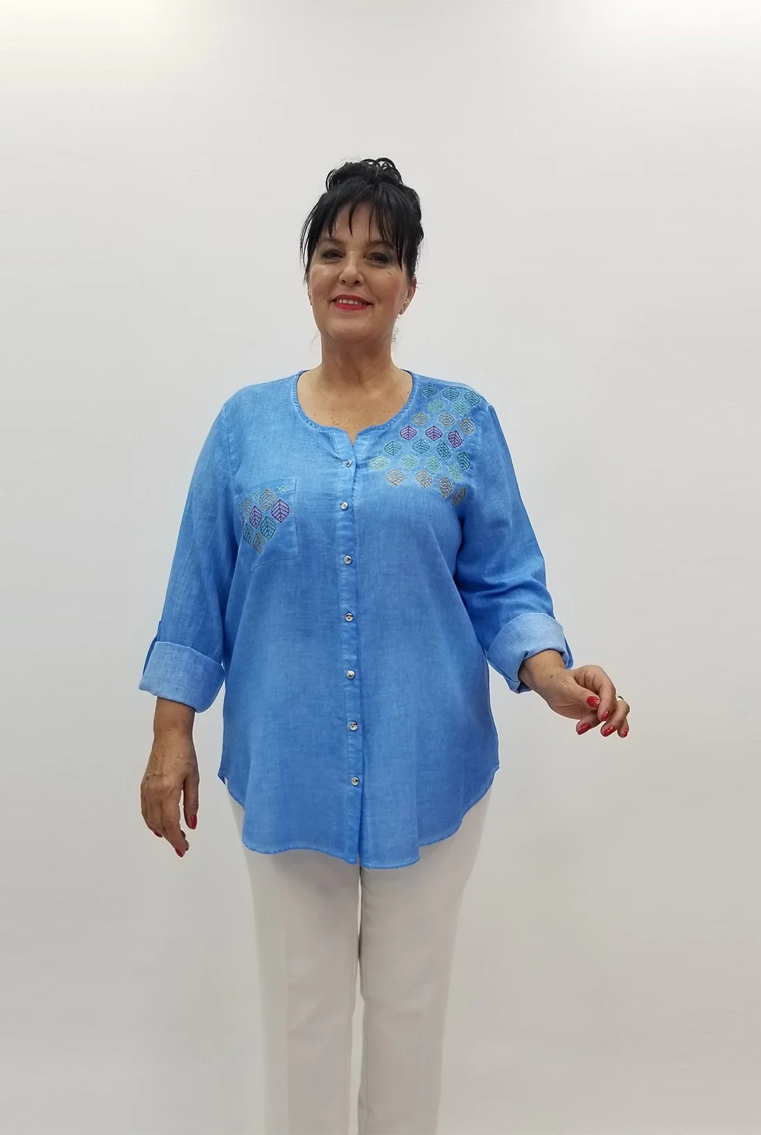 Miraggio Büyük Beden Gömlek 99045 MAVİ