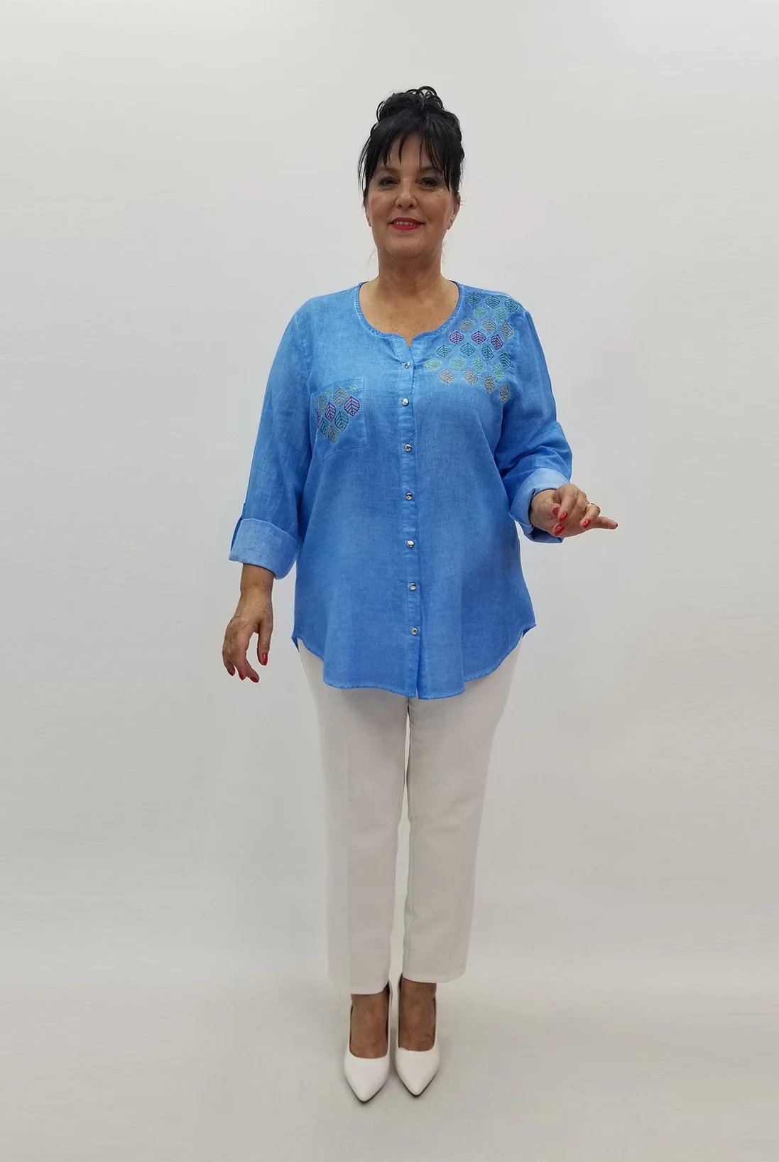 Miraggio Büyük Beden Gömlek 99045 MAVİ