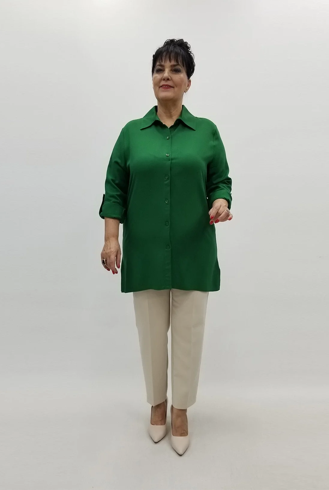 Miraggio Büyük Beden Gömlek 99109 YEŞİL