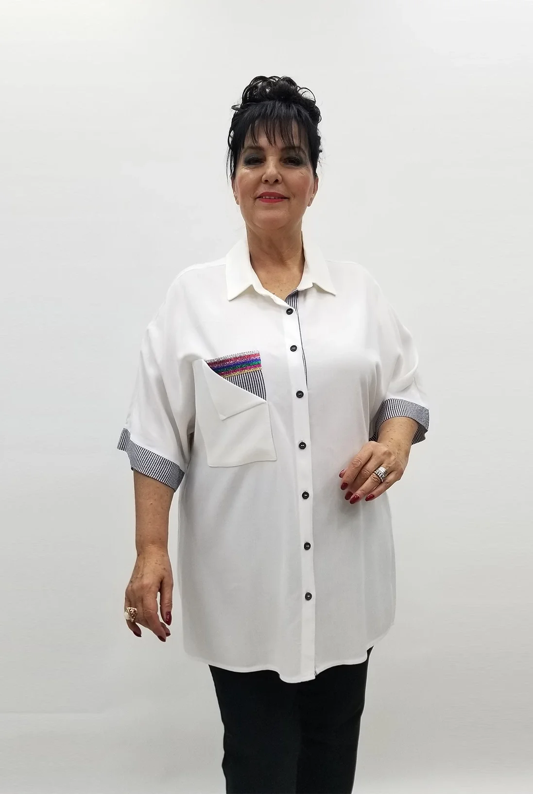 Miraggio Büyük Beden Gömlek 99252 BEYAZ