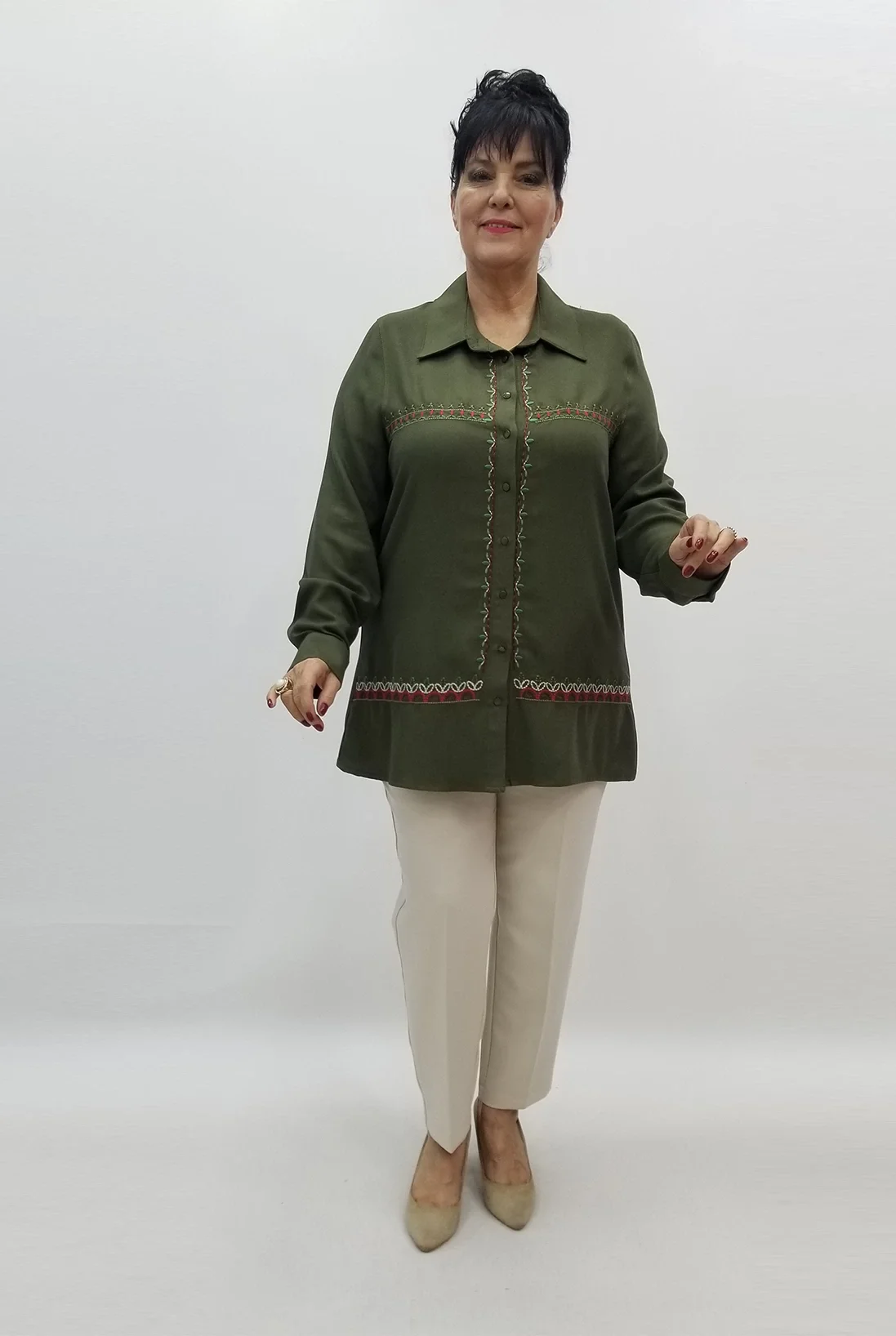 Miraggio Büyük Beden Gömlek 99376 HAKİ