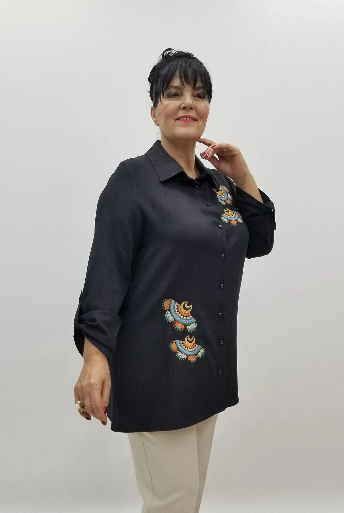 Miraggio Büyük Beden Gömlek 99377 FÜME