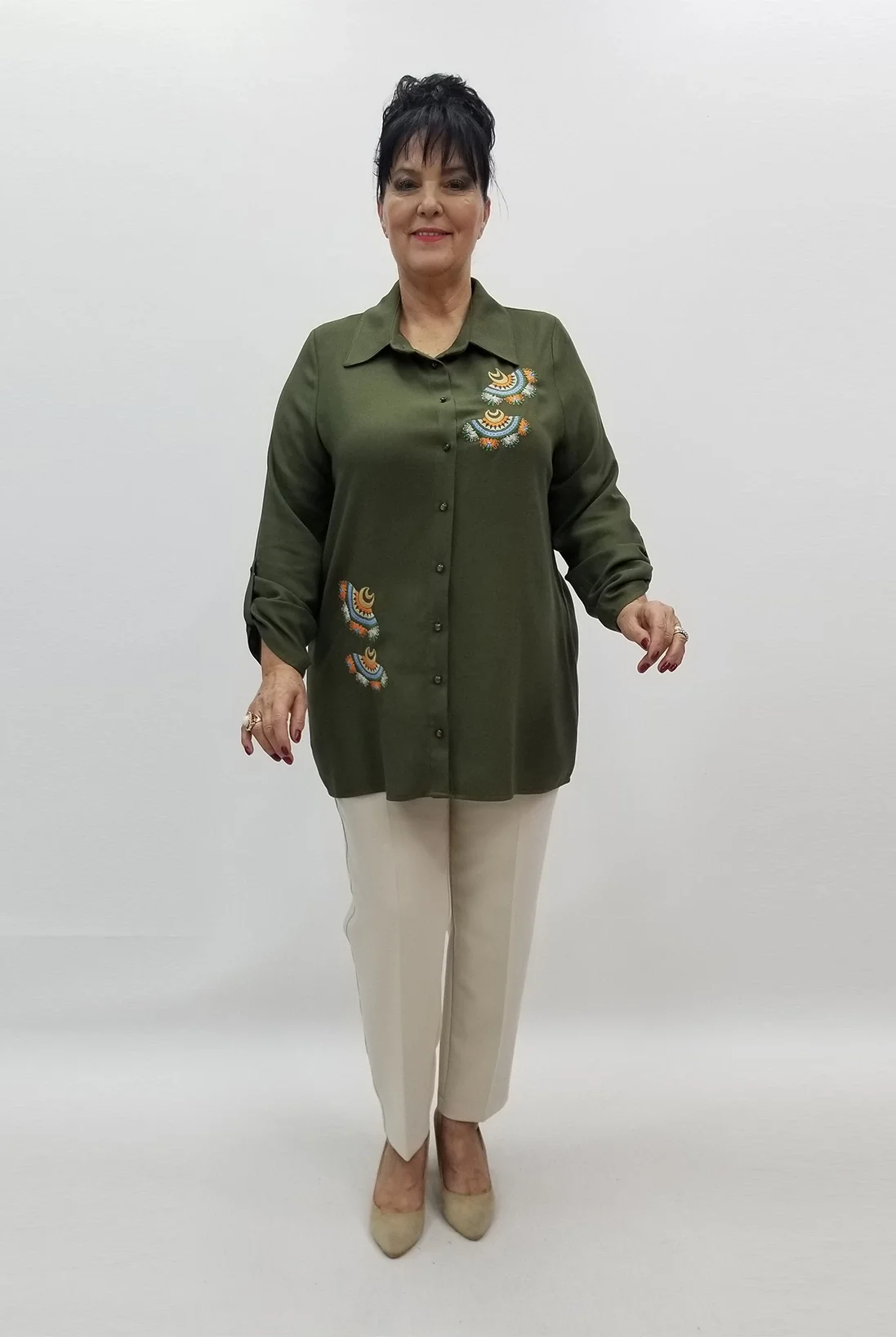 Miraggio Büyük Beden Gömlek 99377 HAKİ